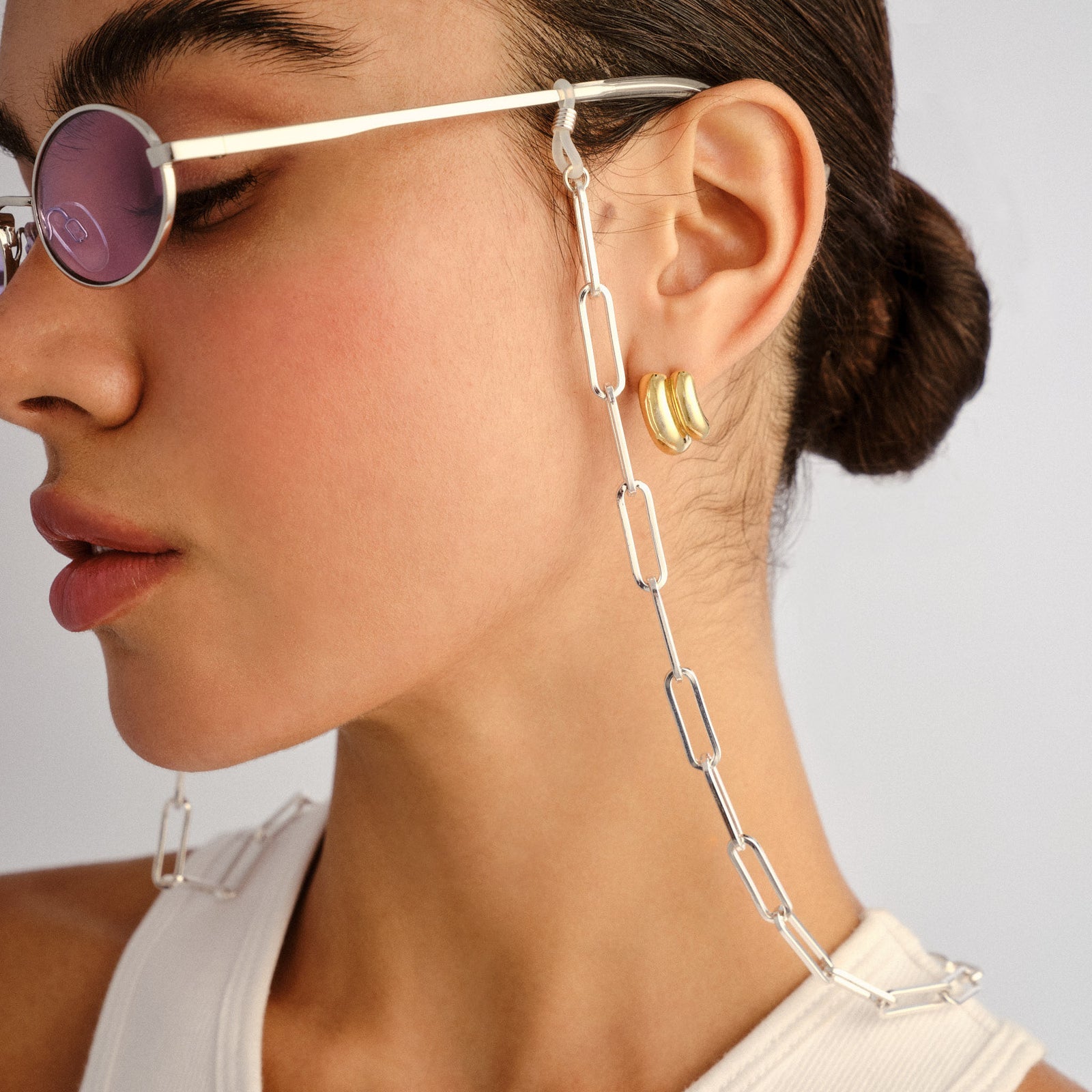 Bold Link Neck Chain Silver Female Accessories Accessories | Le Specs