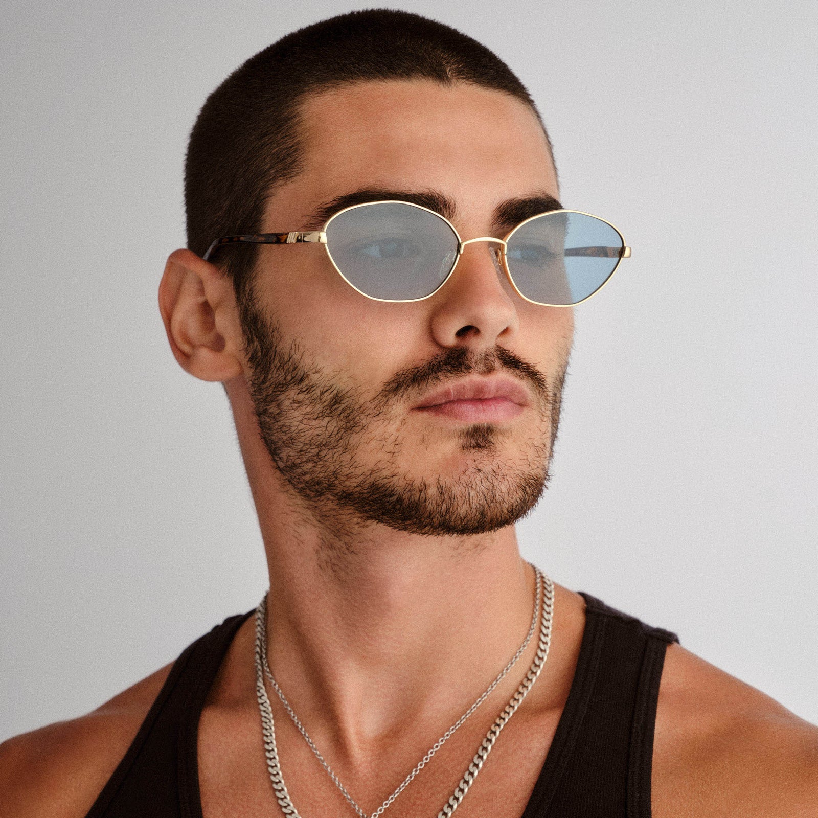 Le Bebe Gold Uni-Sex Oval Sunglasses | Le Specs