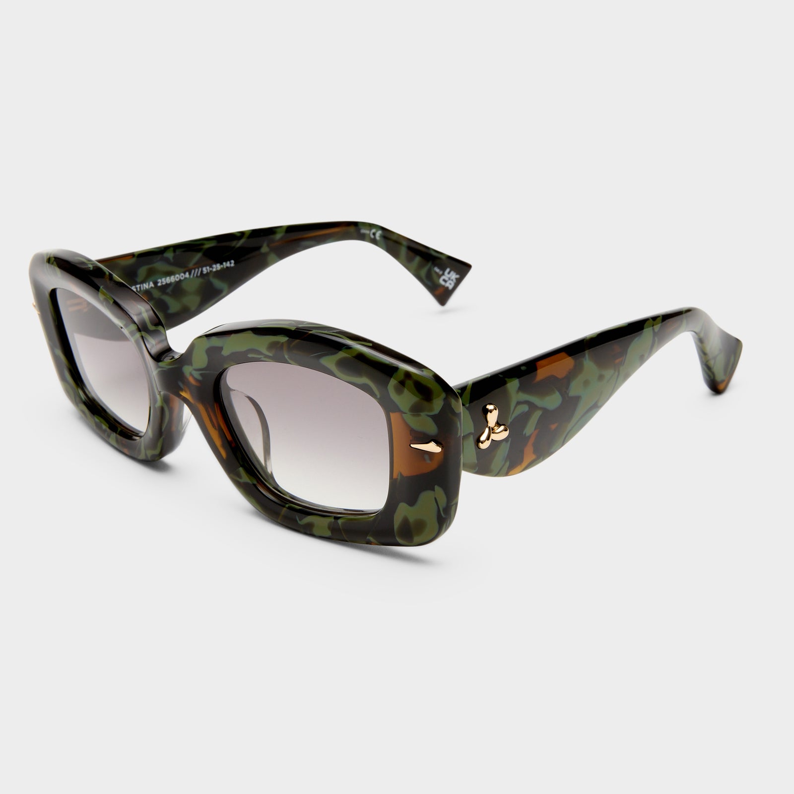 Celestina Jade Marble Female Square Sunglasses | Le Specs