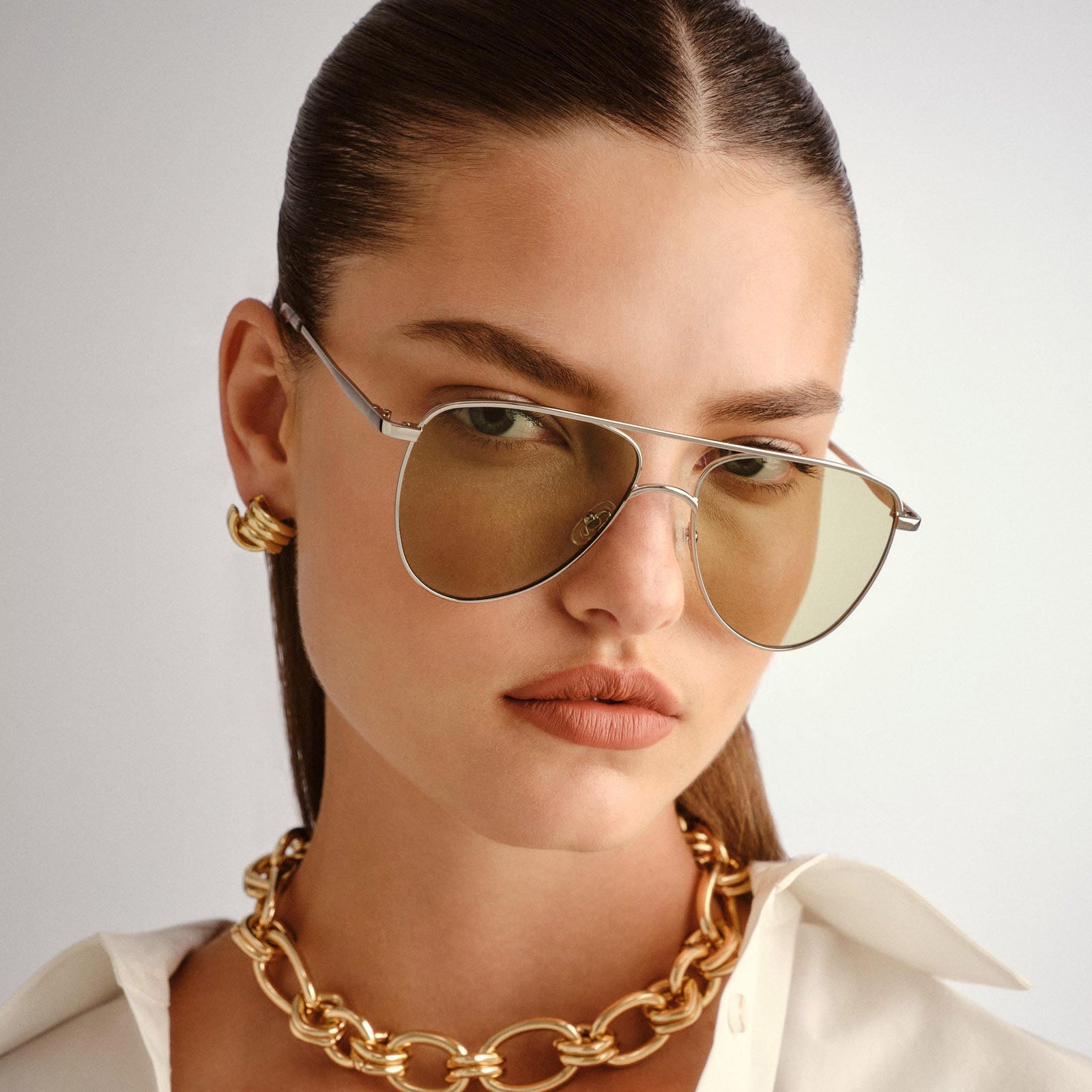 The Duke Silver Uni-Sex Aviator Sunglasses | Le Specs