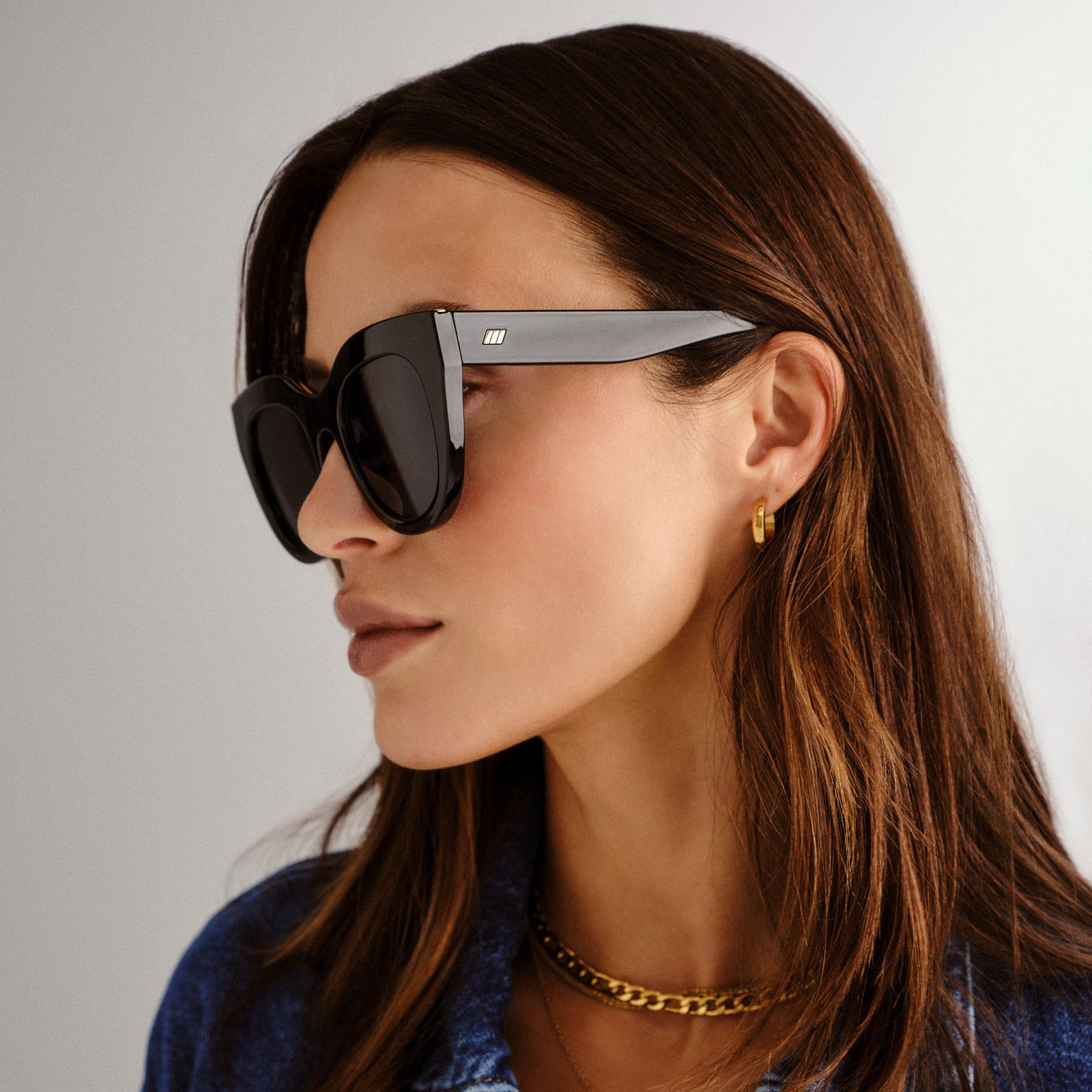 Air Heart Black Female Cat-Eye Sunglasses | Le Specs