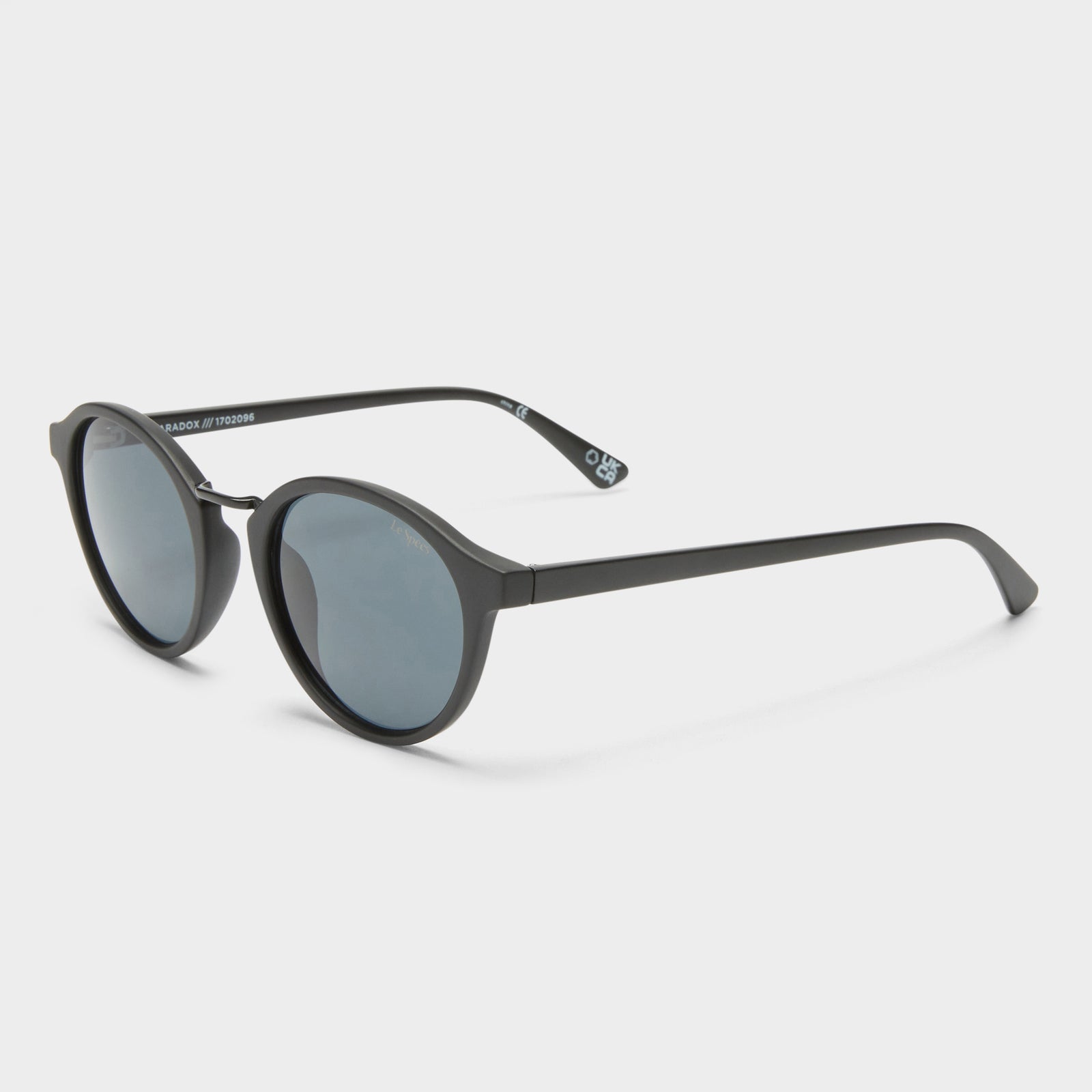 Paradox Matte Black Uni-Sex Round Sunglasses | Le Specs