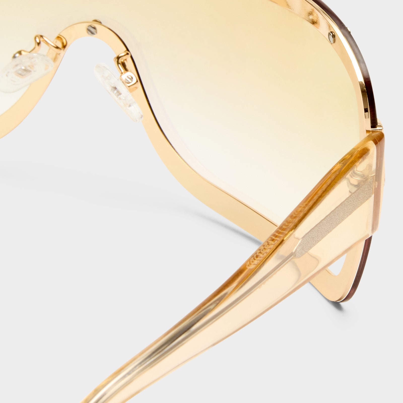 Veiled Bright Gold Sand Female Shield Sunglasses | Le Specs