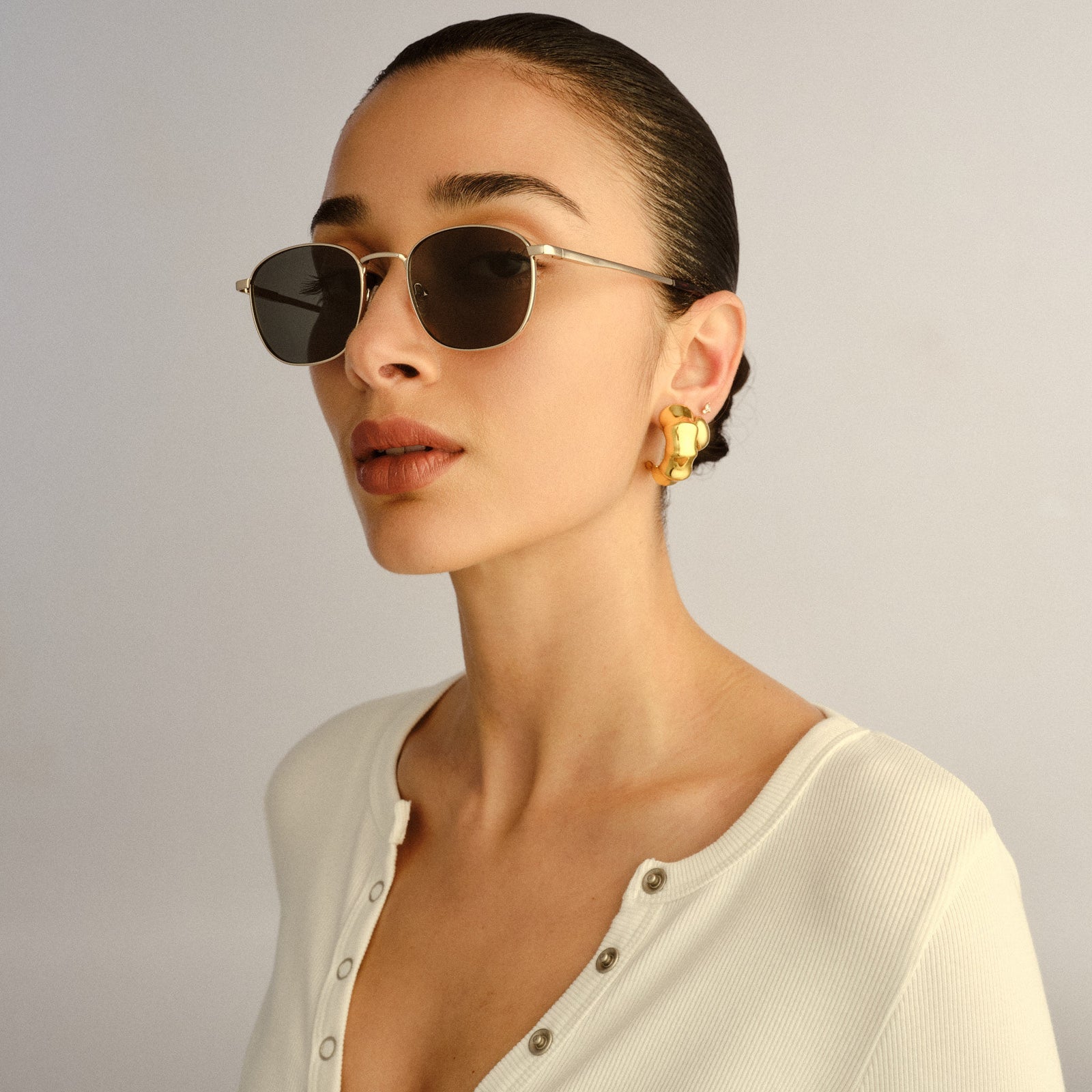 Neptune Deux Gold Uni-Sex Square Sunglasses | Le Specs