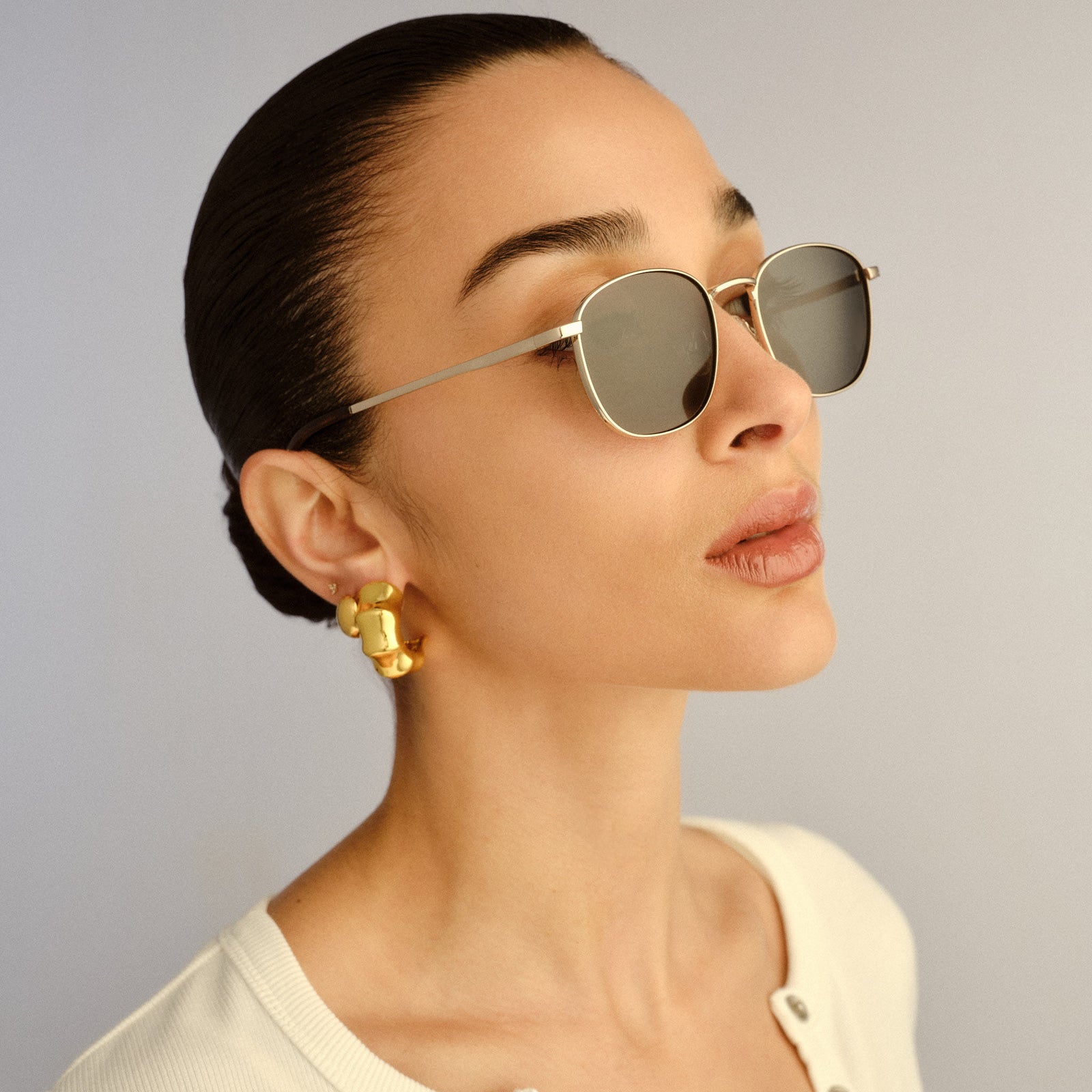 Neptune Deux Gold Uni-Sex Square Sunglasses | Le Specs