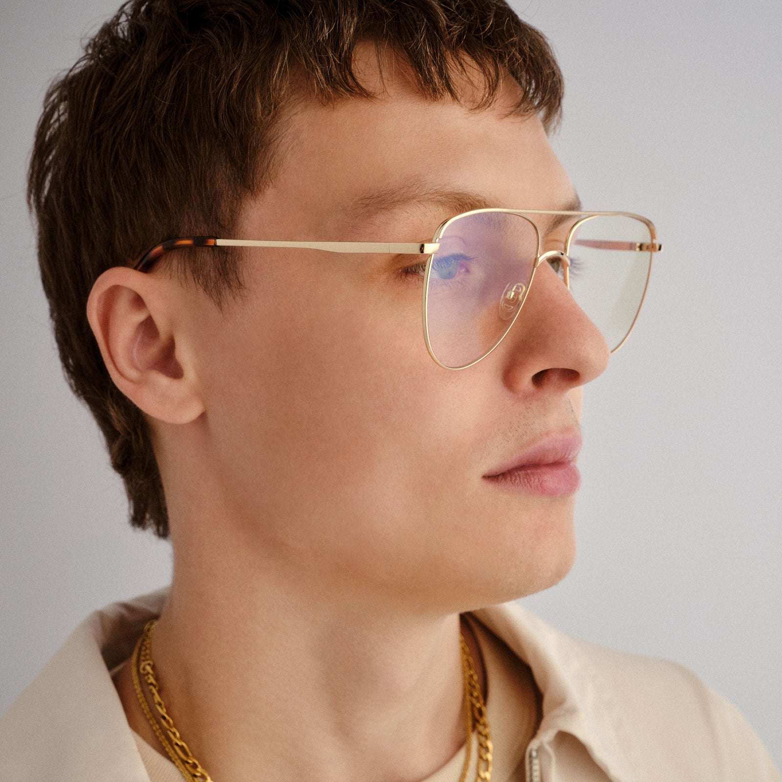 The Duke Gold Uni-Sex Aviator Blue Light | Le Specs