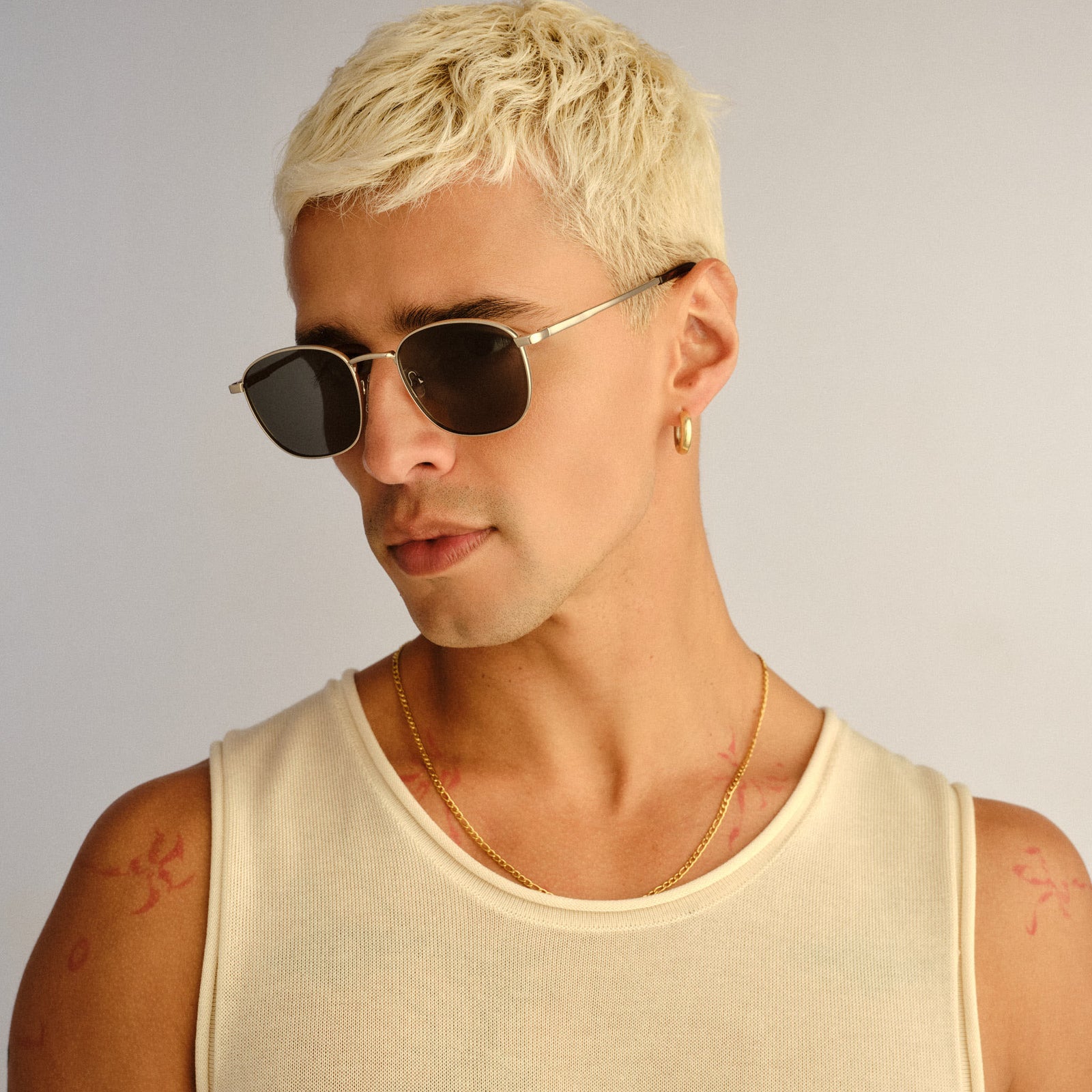 Neptune Deux Gold Uni-Sex Square Sunglasses | Le Specs