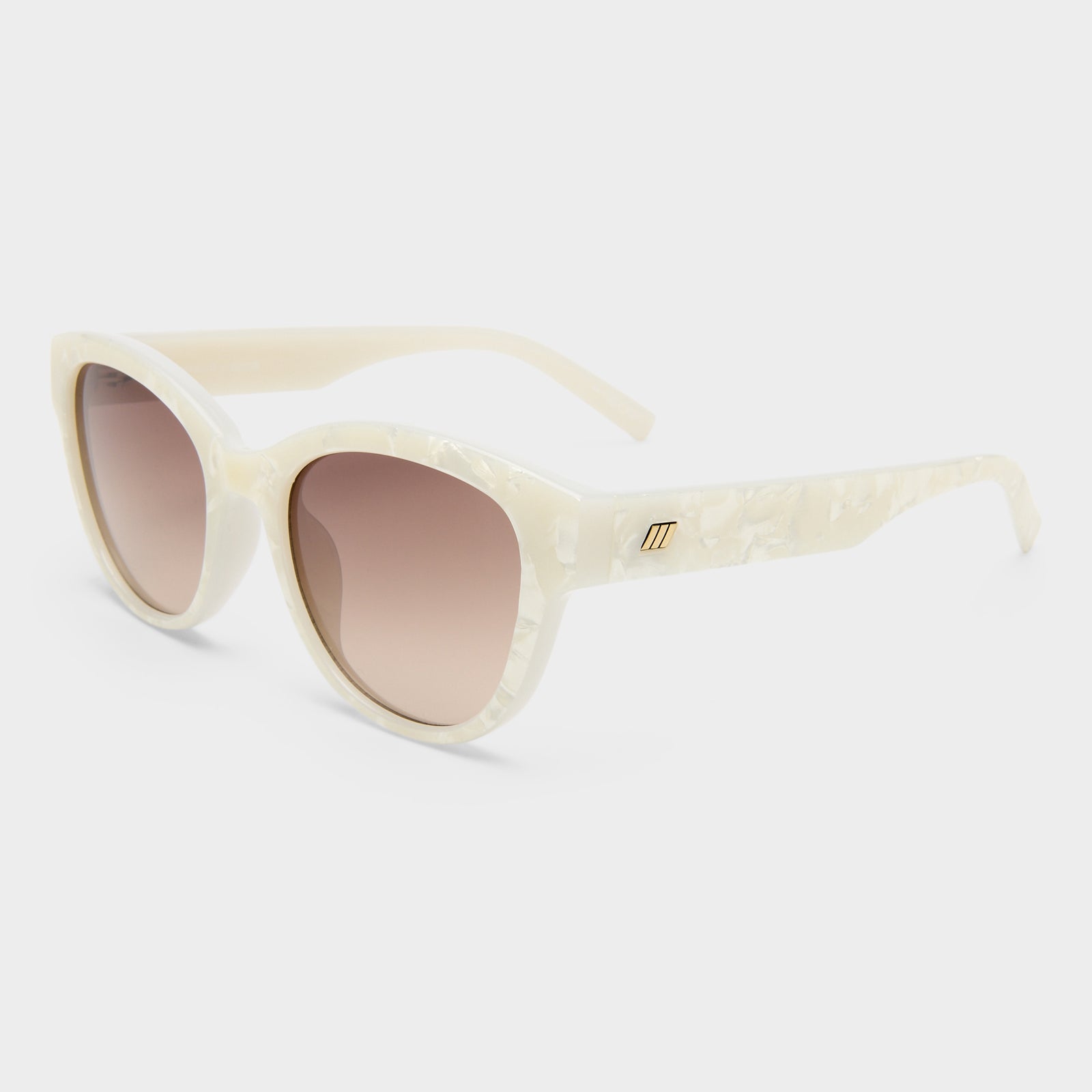 Majestic White Marble Female Round Sunglasses | Le Specs
