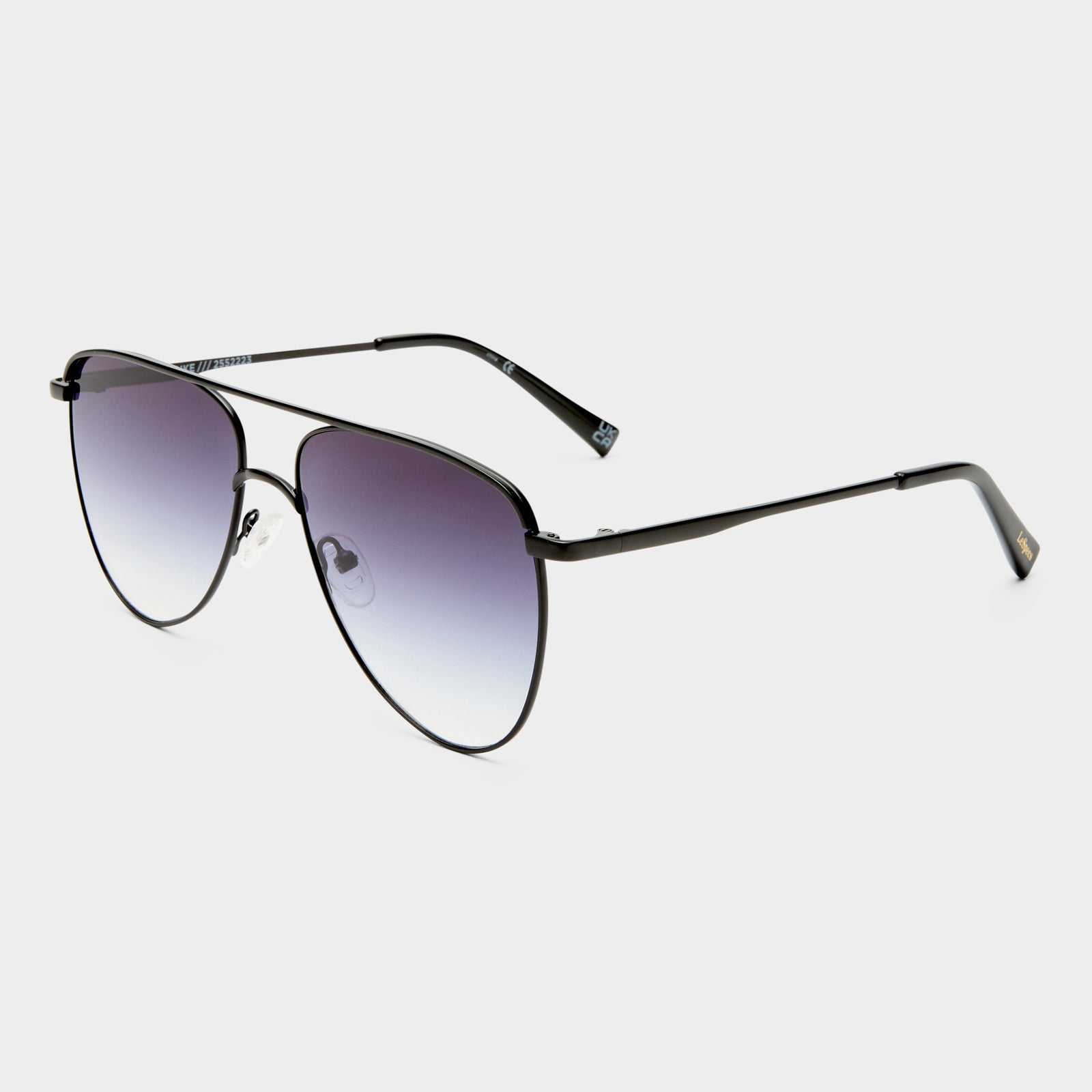 The Duke Matte Black Uni-Sex Aviator Sunglasses | Le Specs