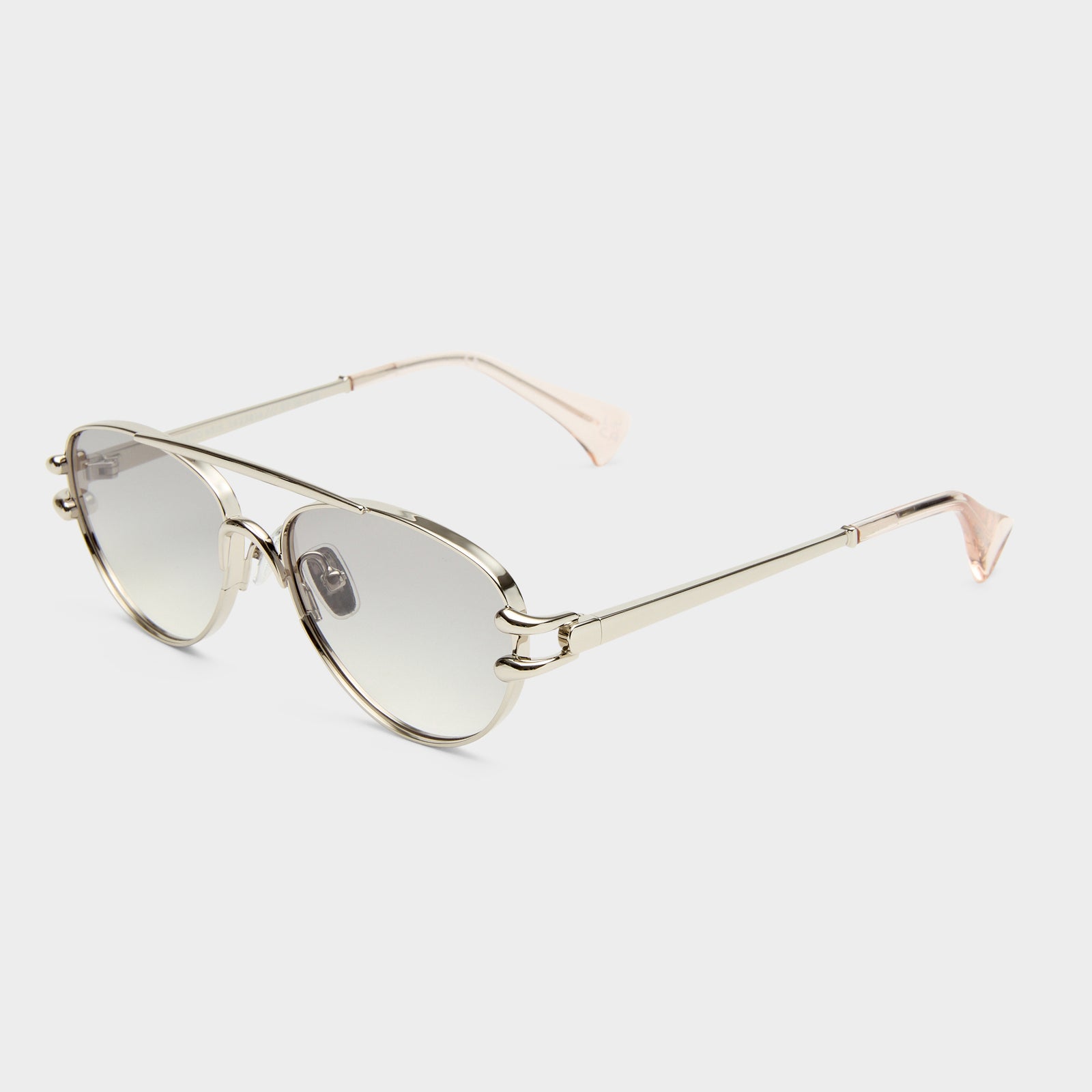 Numero Seis Bright Silver Female Aviator Sunglasses | Le Specs