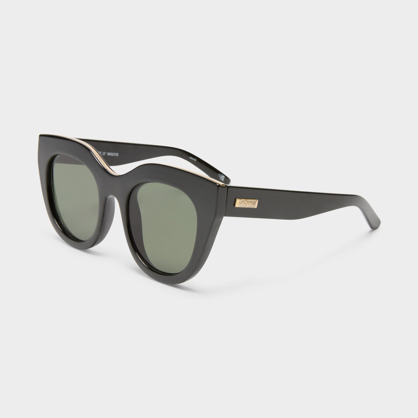 Air Heart Black Gold Female Cat-Eye Sunglasses | Le Specs
