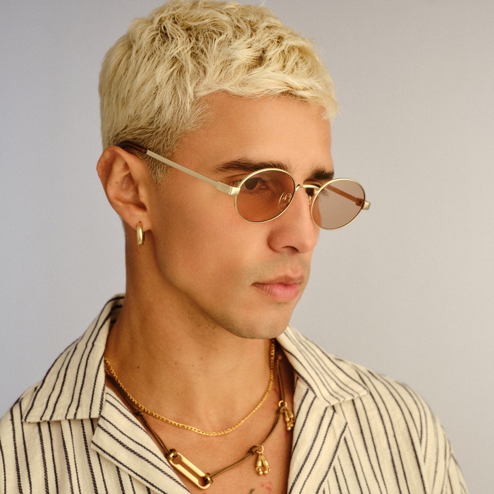 Poseidon Deux Gold Uni-Sex Oval Sunglasses | Le Specs