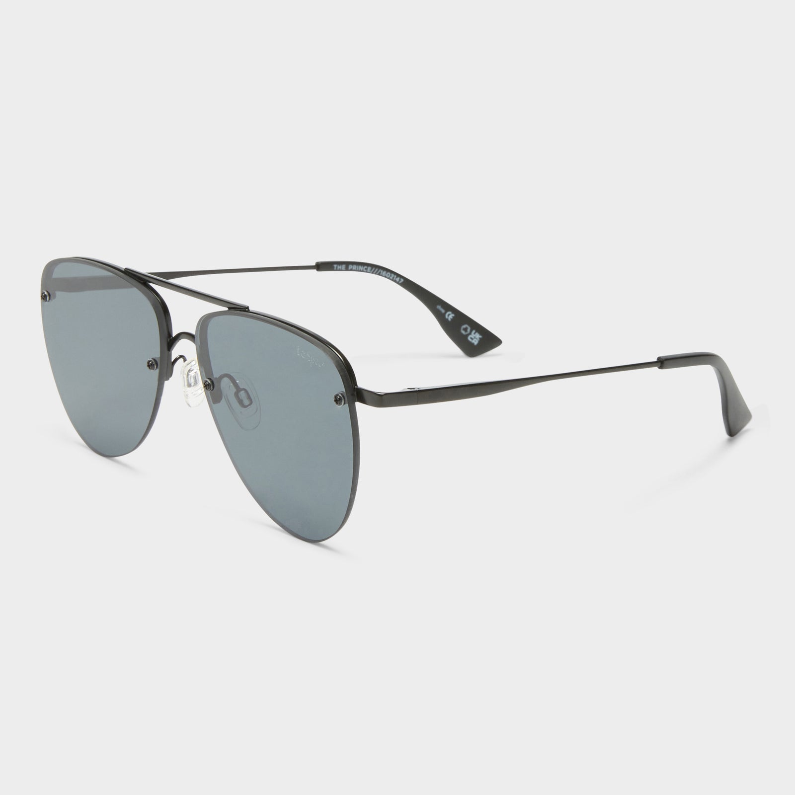 The Prince Matte Black Uni-Sex Aviator Sunglasses | Le Specs