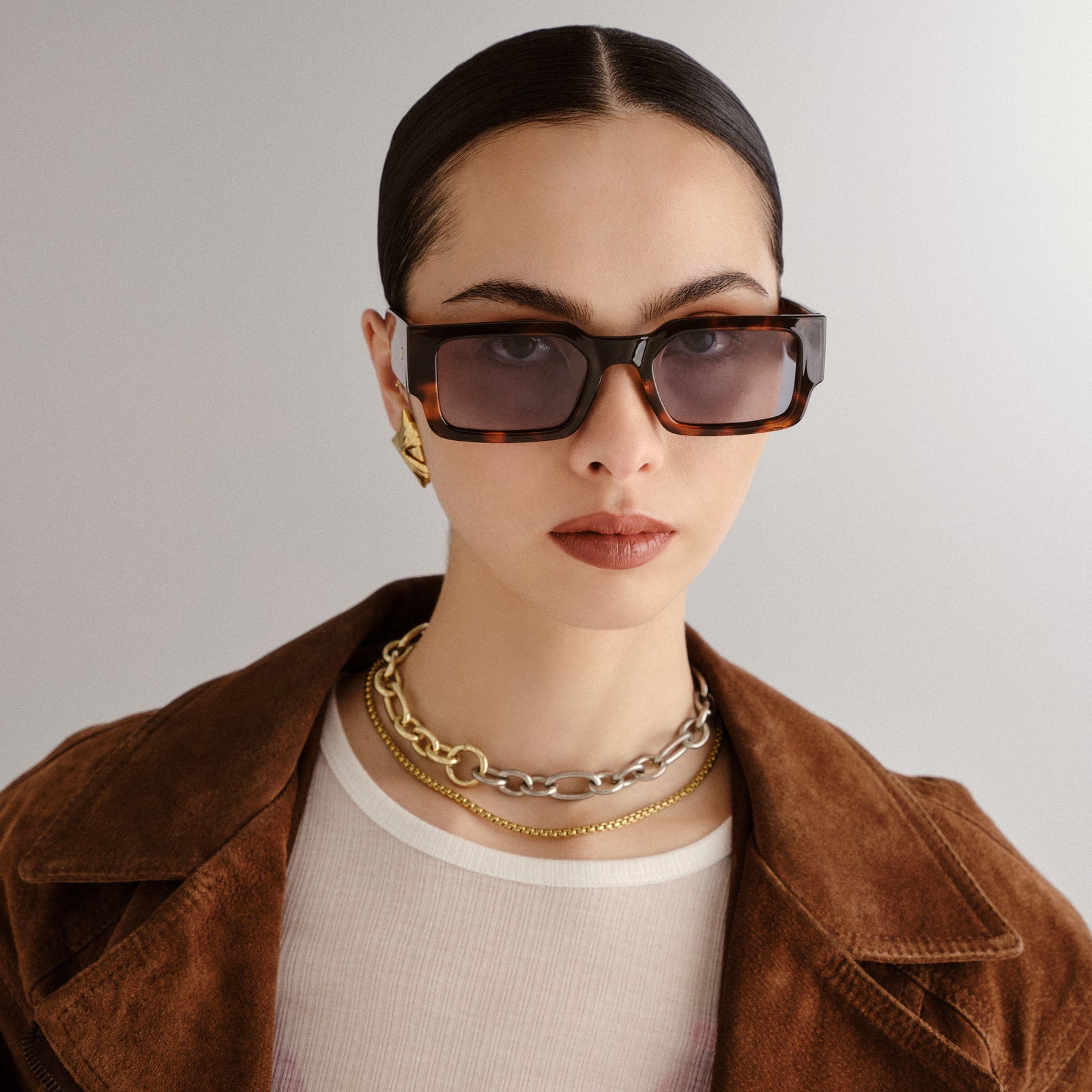 Contemplation Super Dark Tort Uni-Sex Rectangle Sunglasses | Le Specs