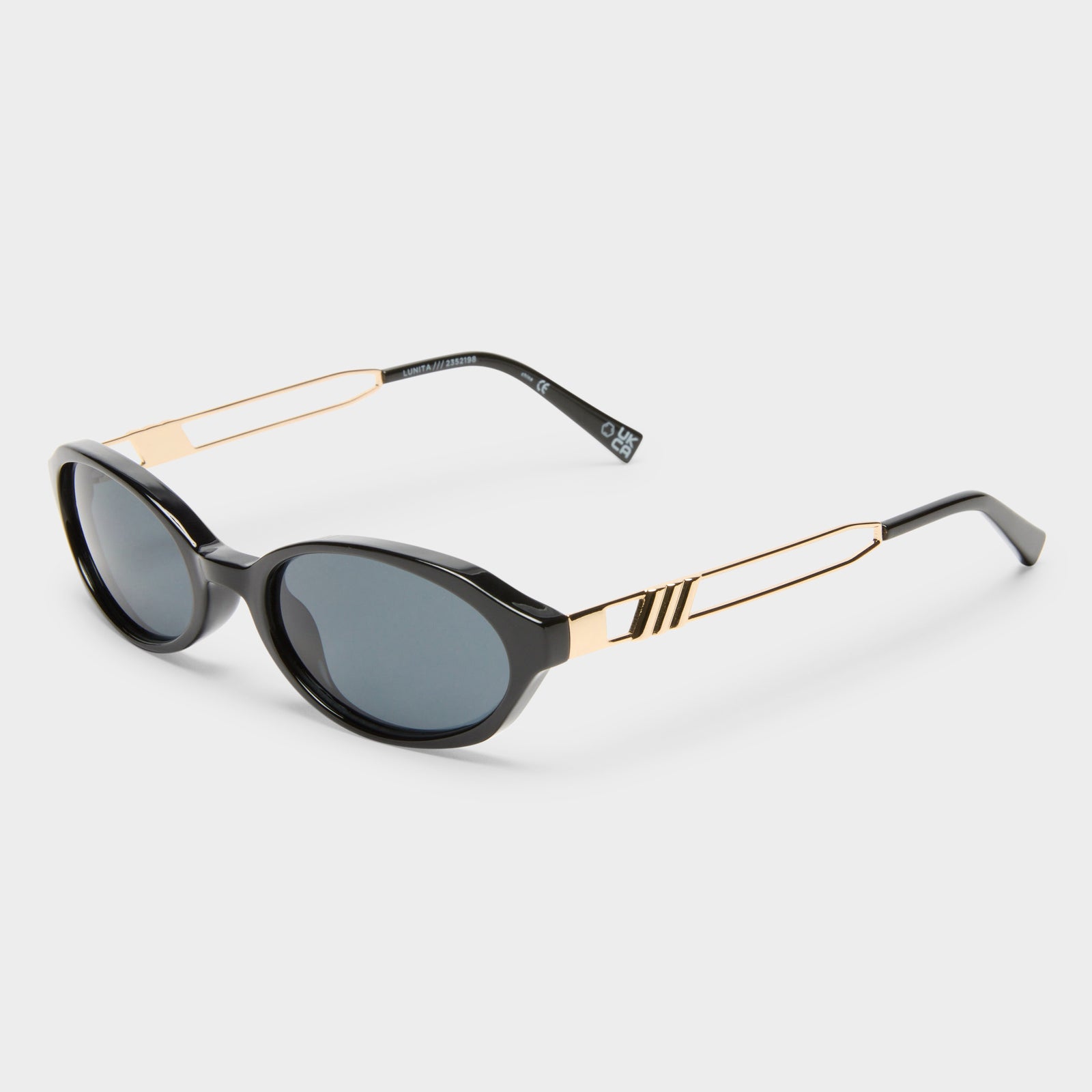 Lunita Black Female Oval Sunglasses | Le Specs