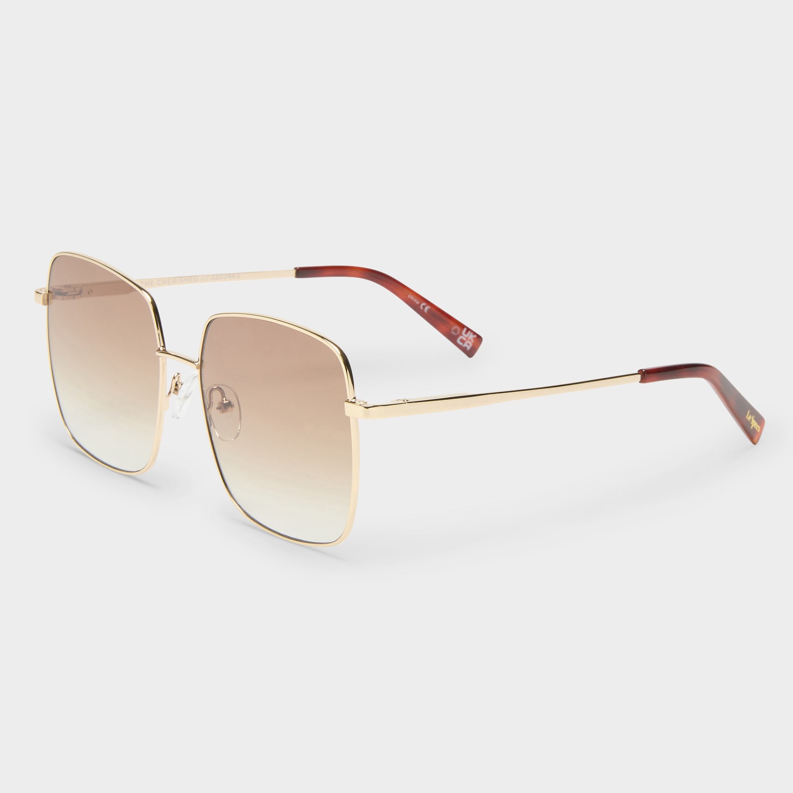 The Cherished Gold Female Square Sunglasses | Le Specs