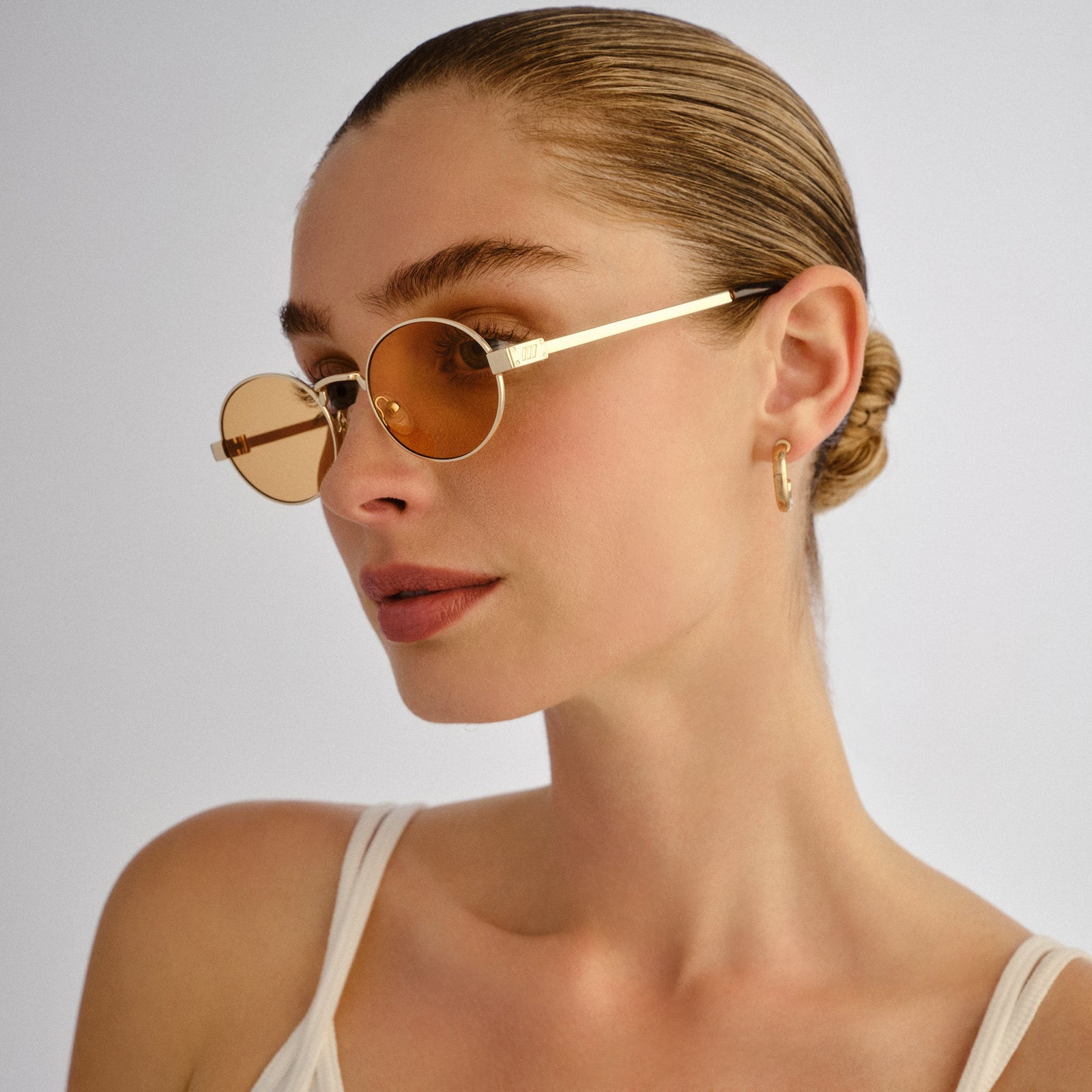 Poseidon Deux Gold Uni-Sex Oval Sunglasses | Le Specs