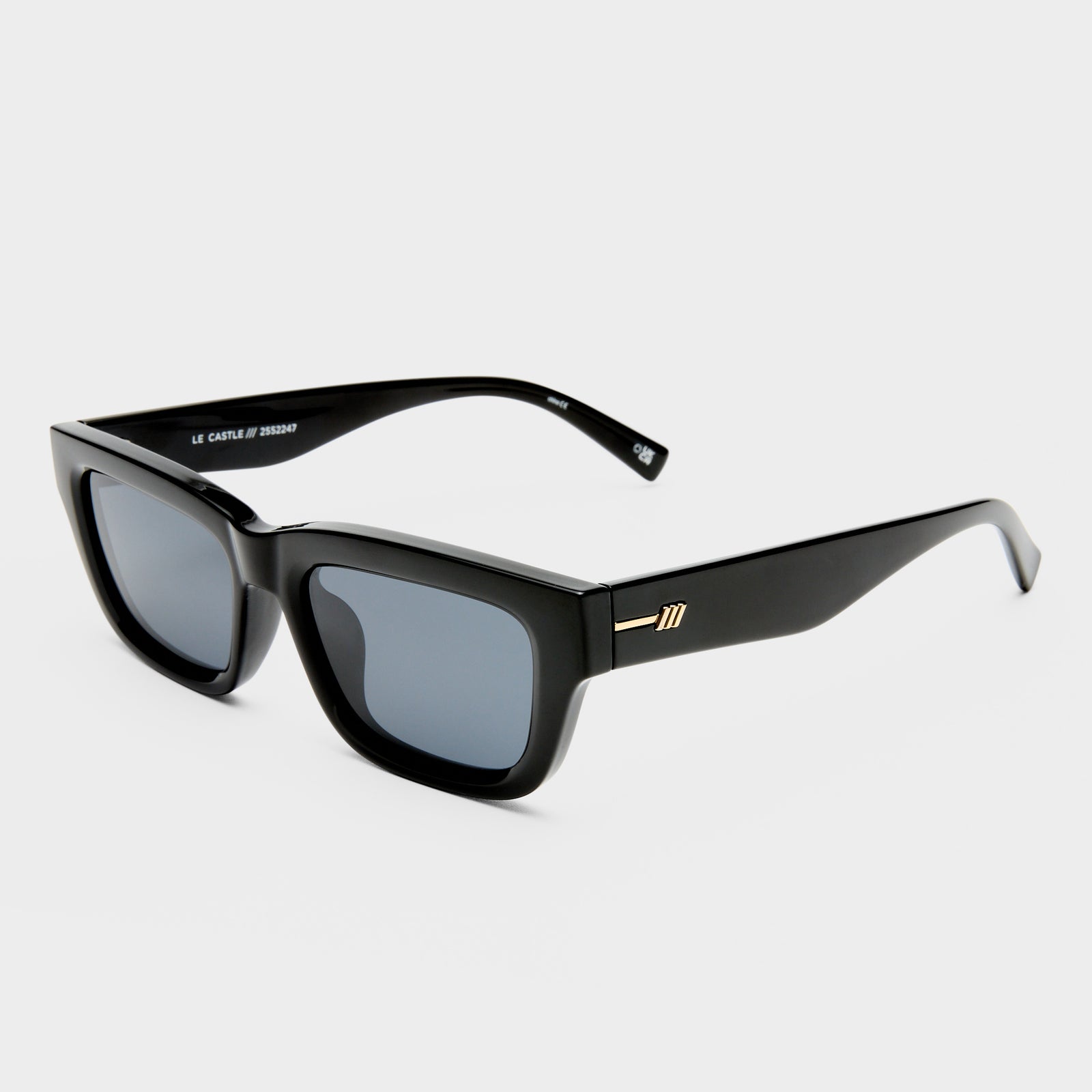 Le Castle Black Uni-Sex D-Frame Sunglasses | Le Specs