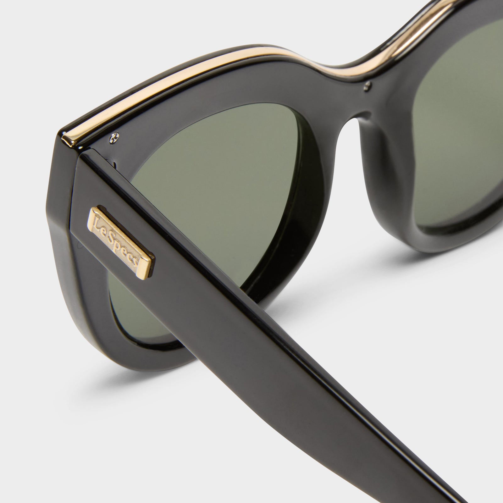Air Heart Black Gold Female Cat-Eye Sunglasses | Le Specs
