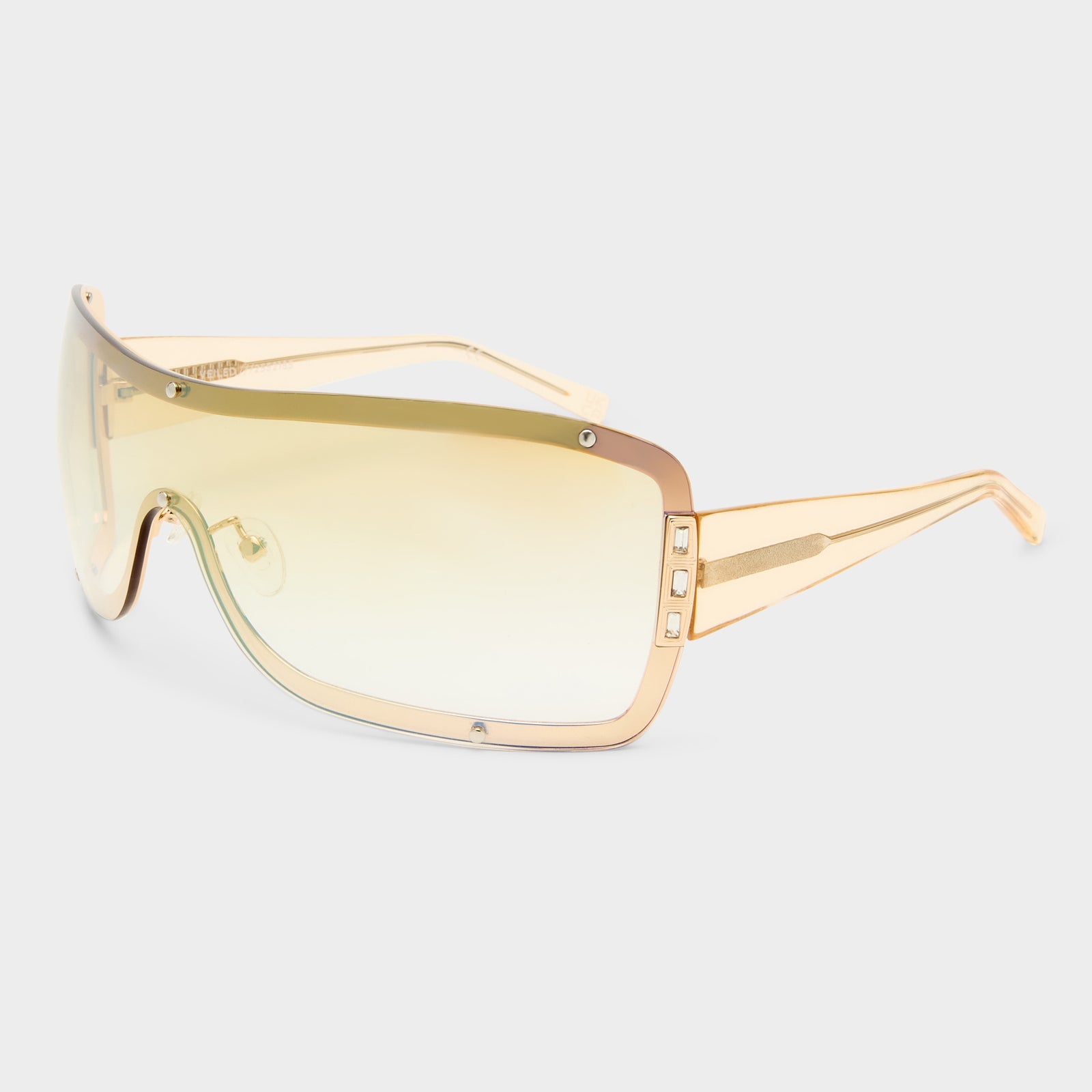 Veiled Bright Gold Sand Female Shield Sunglasses | Le Specs