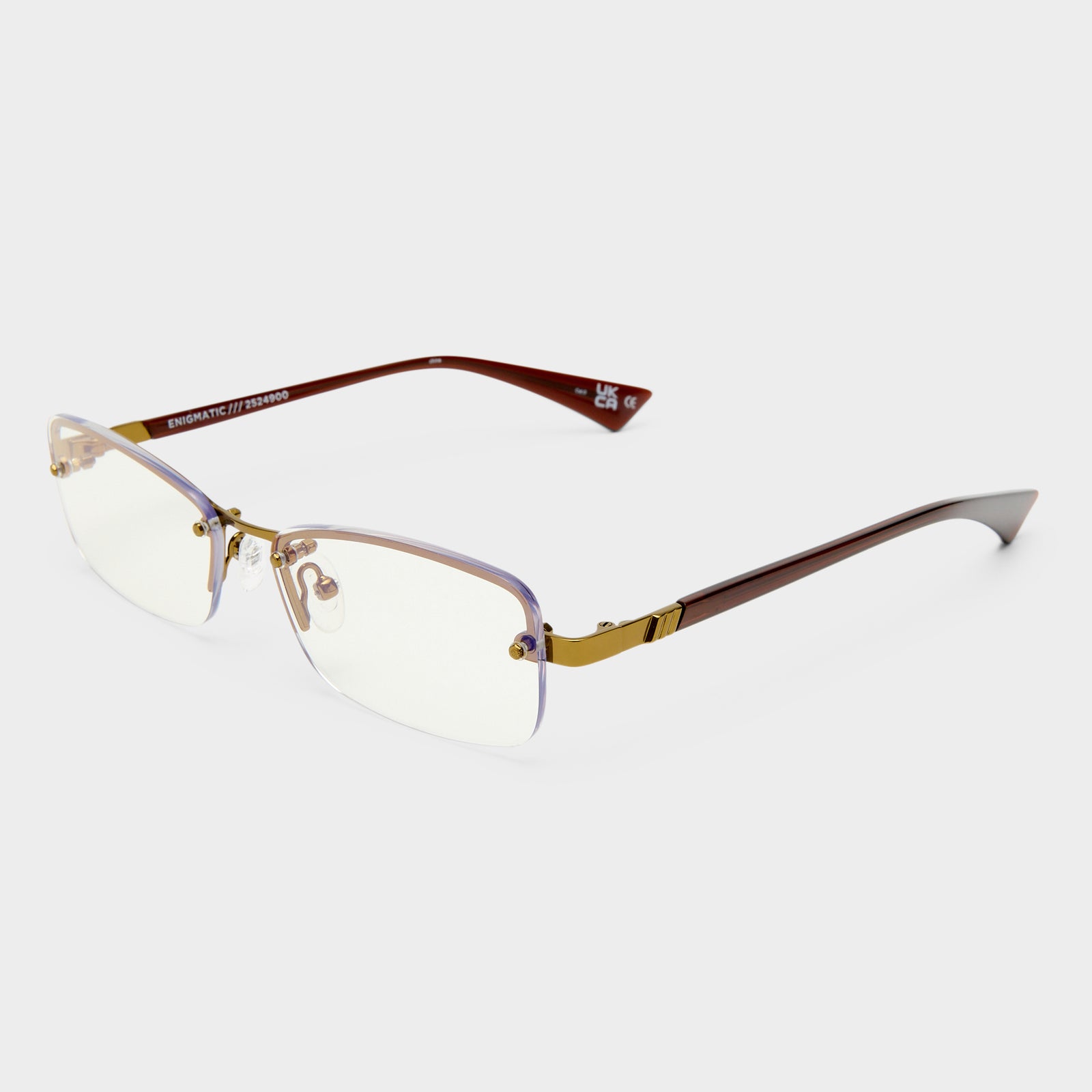 Enigmatic Dark Gold Female Rectangle Blue Light | Le Specs
