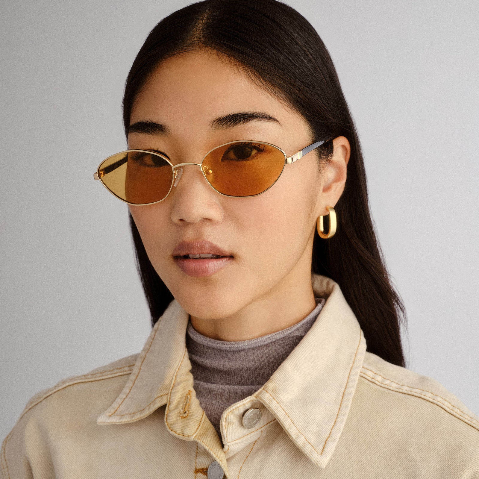 Le Bebe Gold Uni-Sex Oval Sunglasses | Le Specs