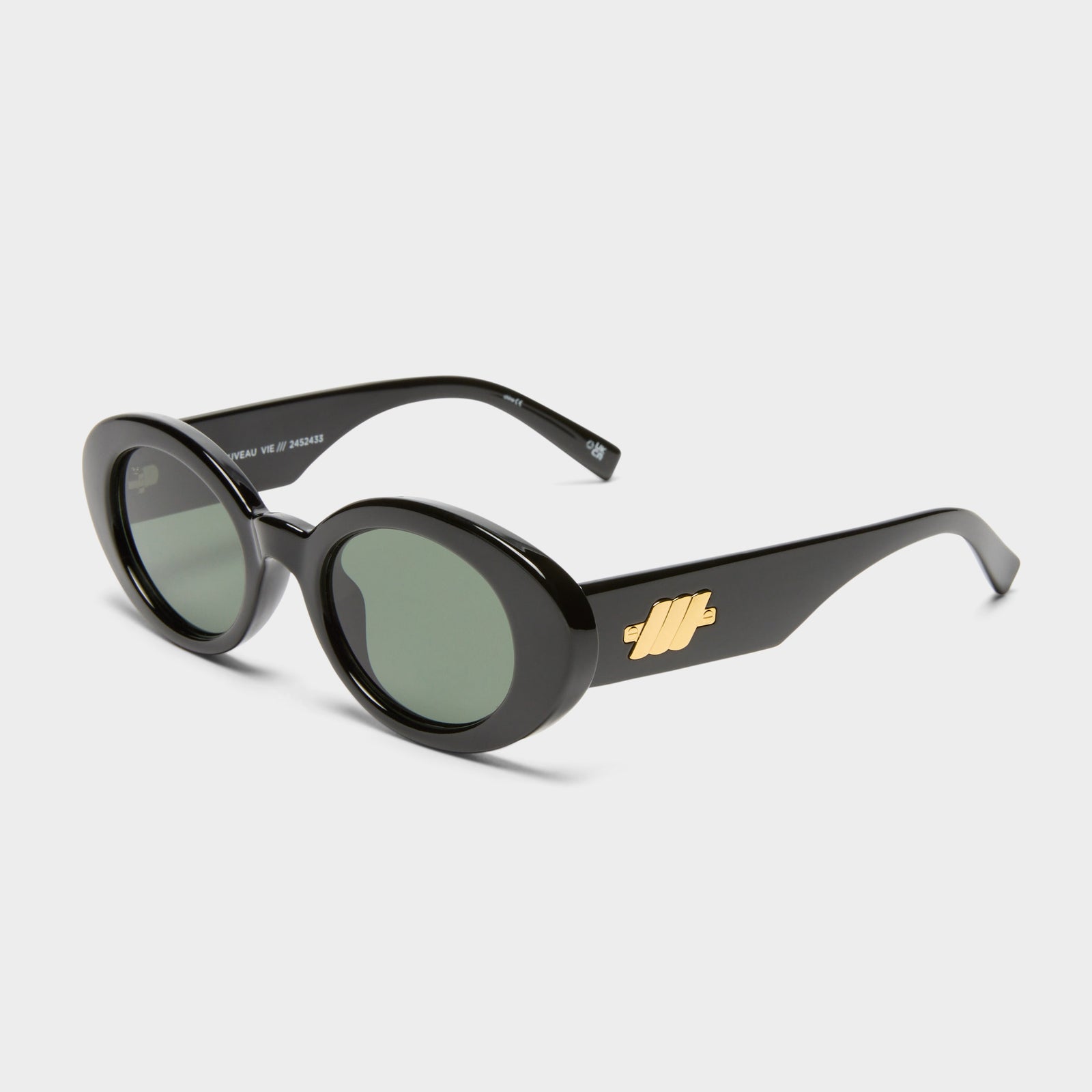 Nouveau Vie Black Female Oval Sunglasses | Le Specs