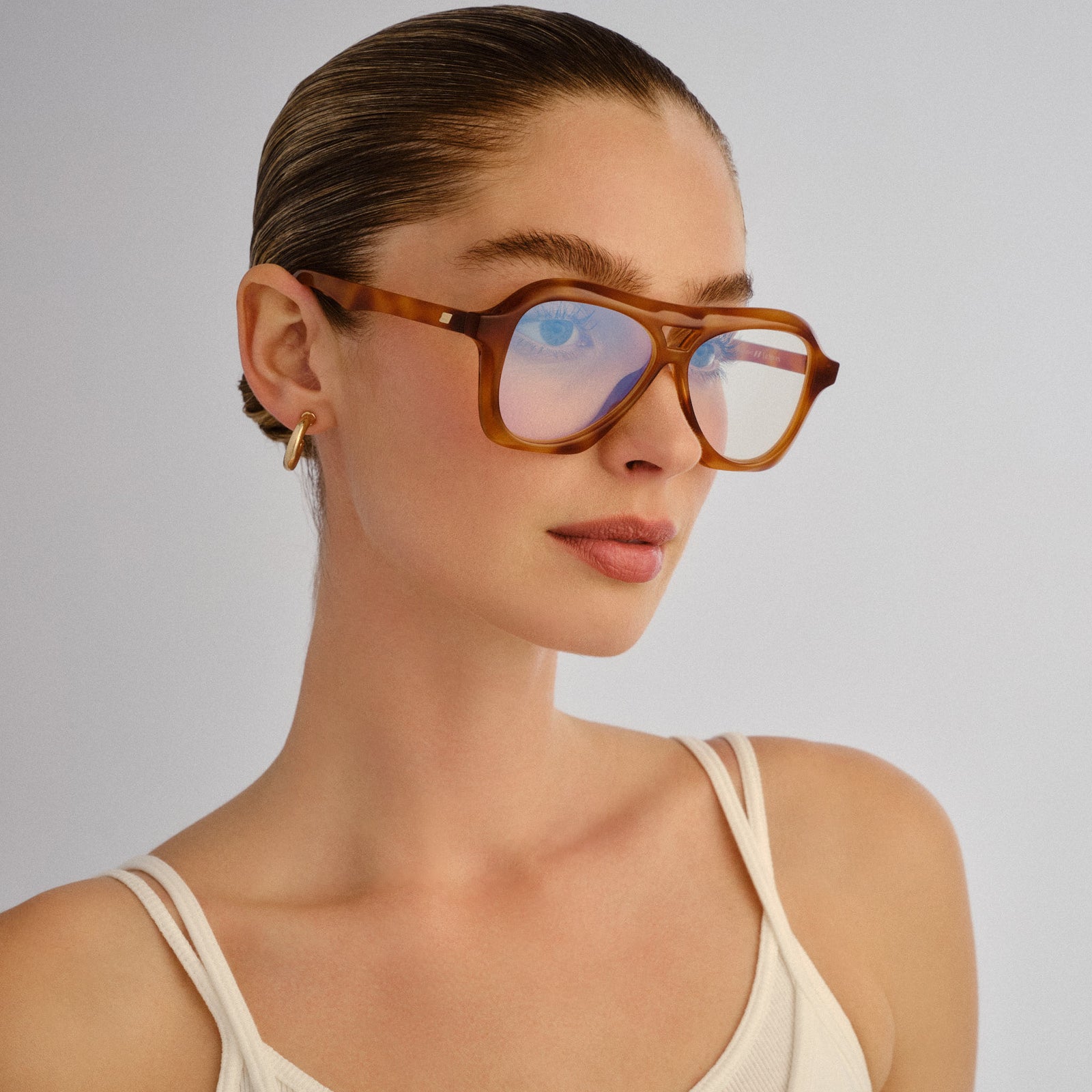 Drizzle Vintage Tort Uni-Sex Aviator Blue Light | Le Specs