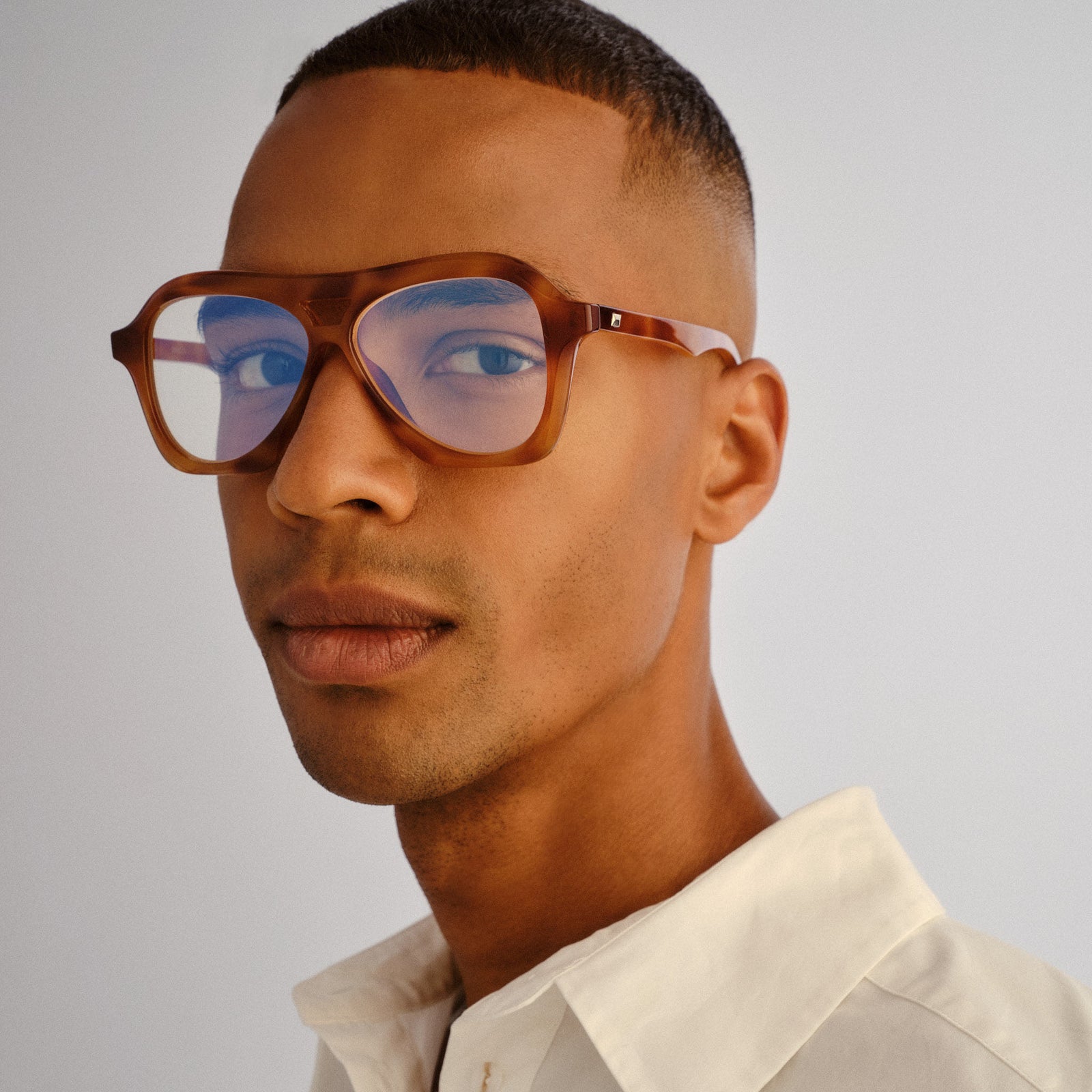Drizzle Vintage Tort Uni-Sex Aviator Blue Light | Le Specs