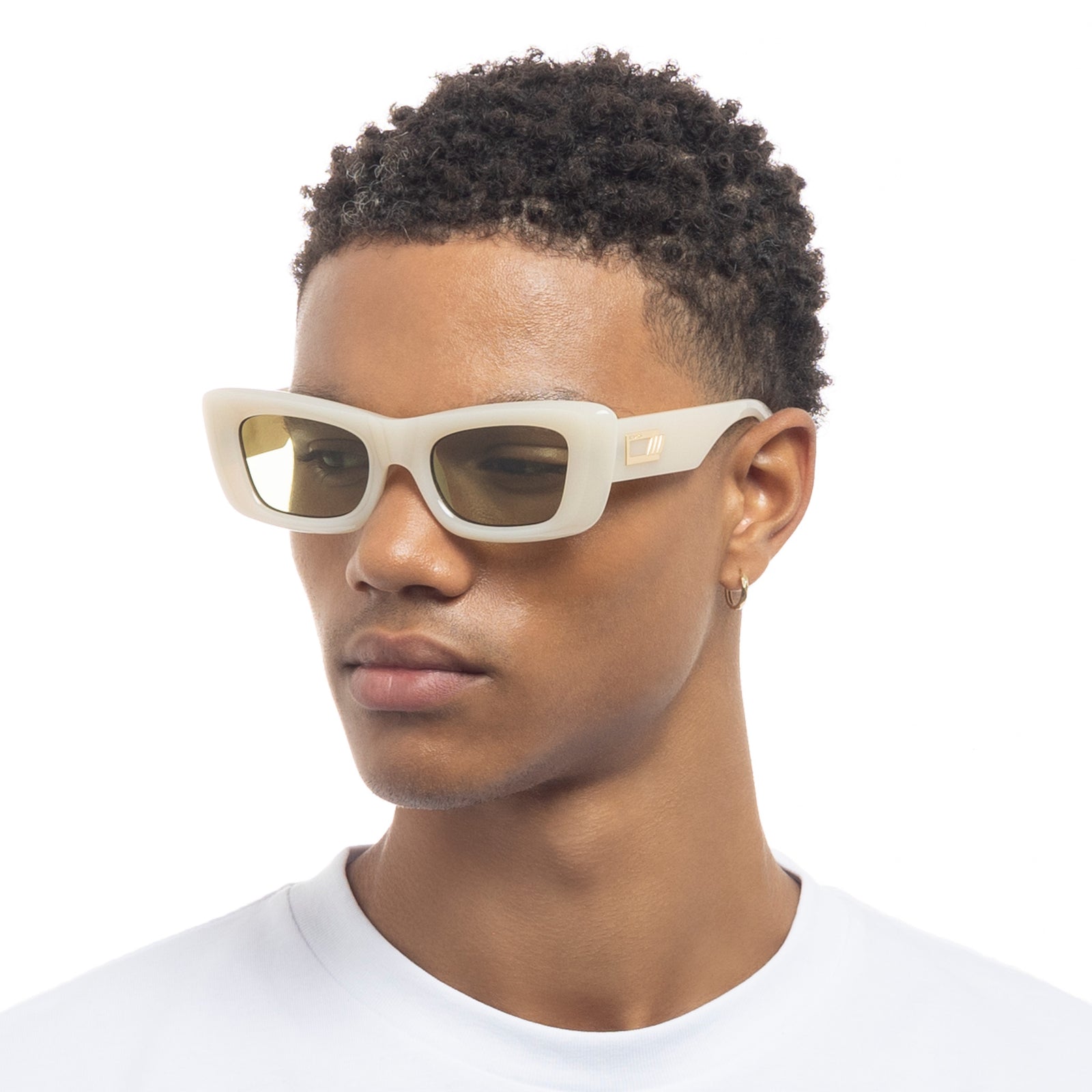 Dopamine Milky Almond Uni-Sex Rectangle Sunglasses | Le Specs