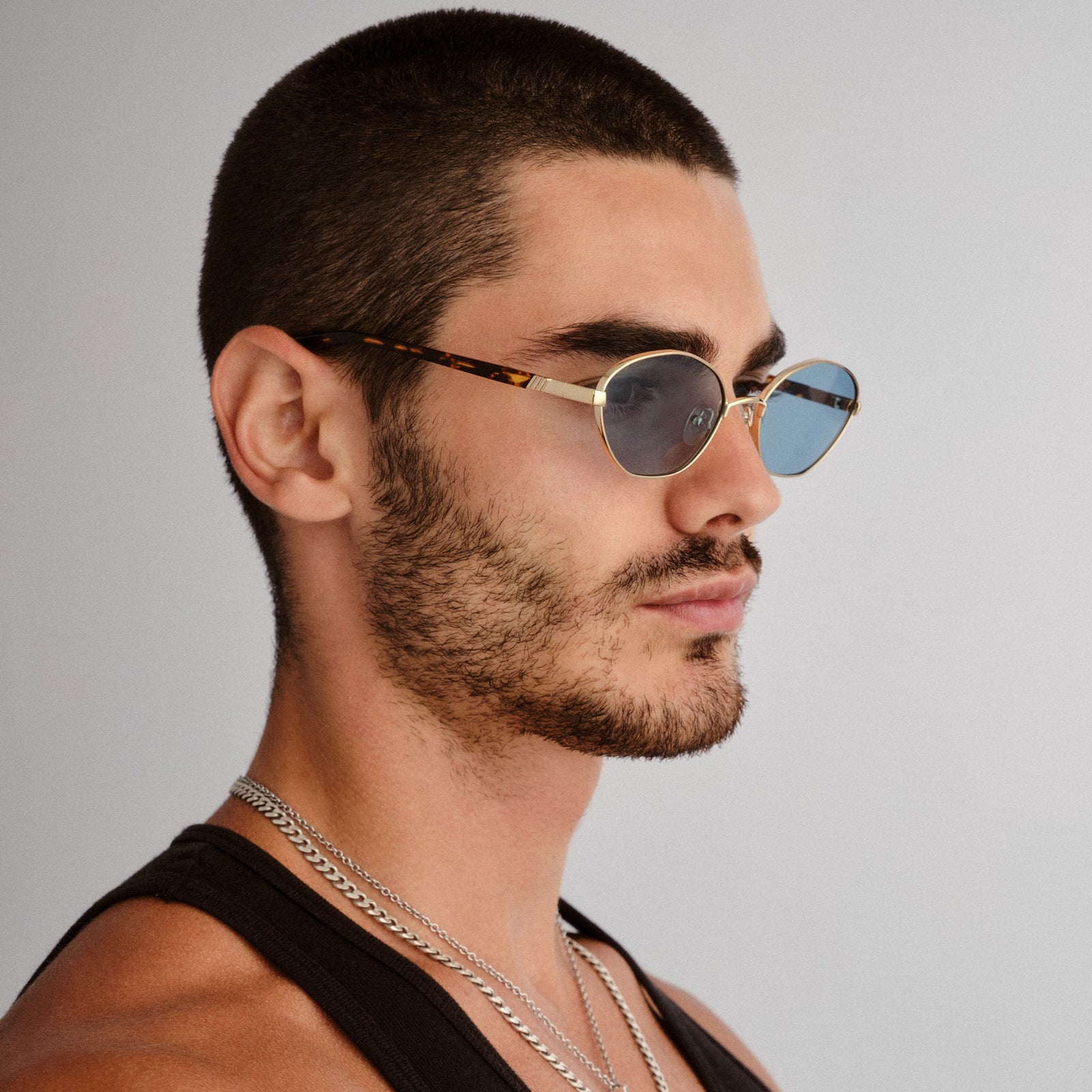 Le Bebe Gold Uni-Sex Oval Sunglasses | Le Specs