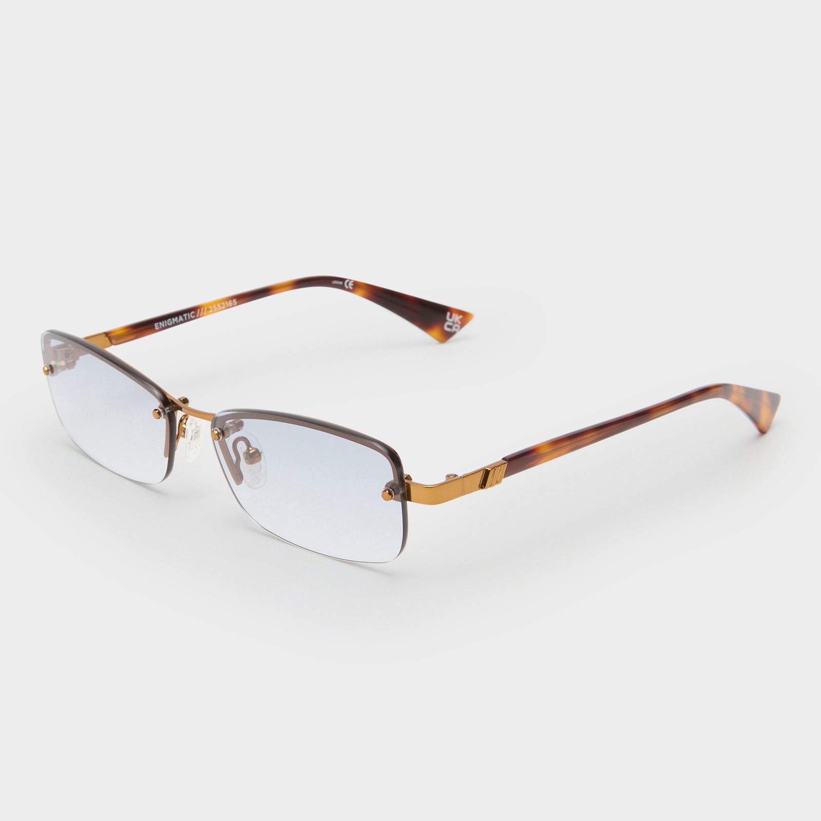 Enigmatic Antique Gold Dark Tort Female Rectangle Sunglasses | Le Specs