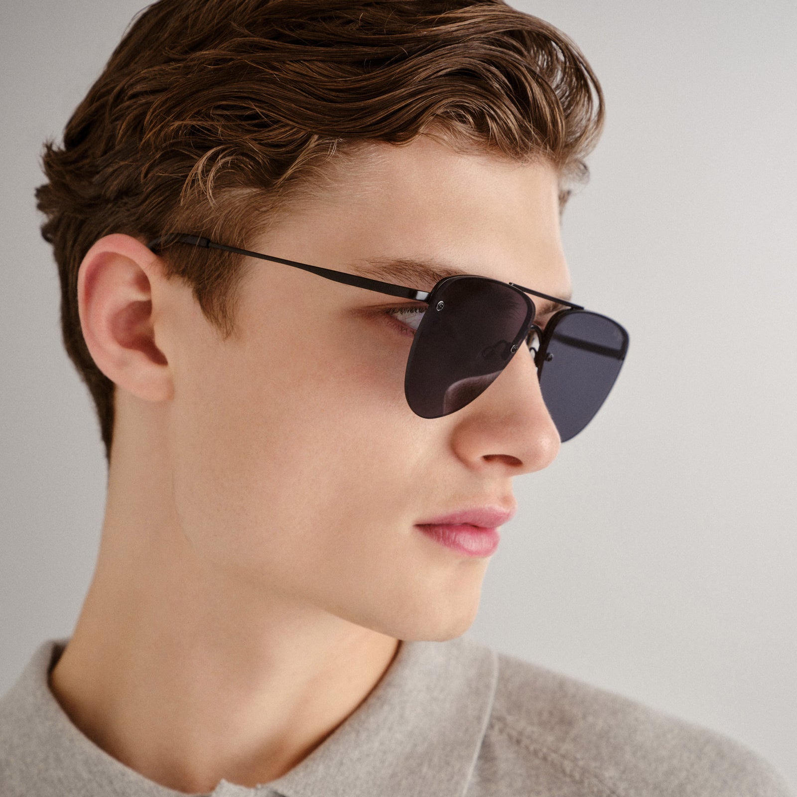 The Prince Matte Black Uni-Sex Aviator Sunglasses | Le Specs