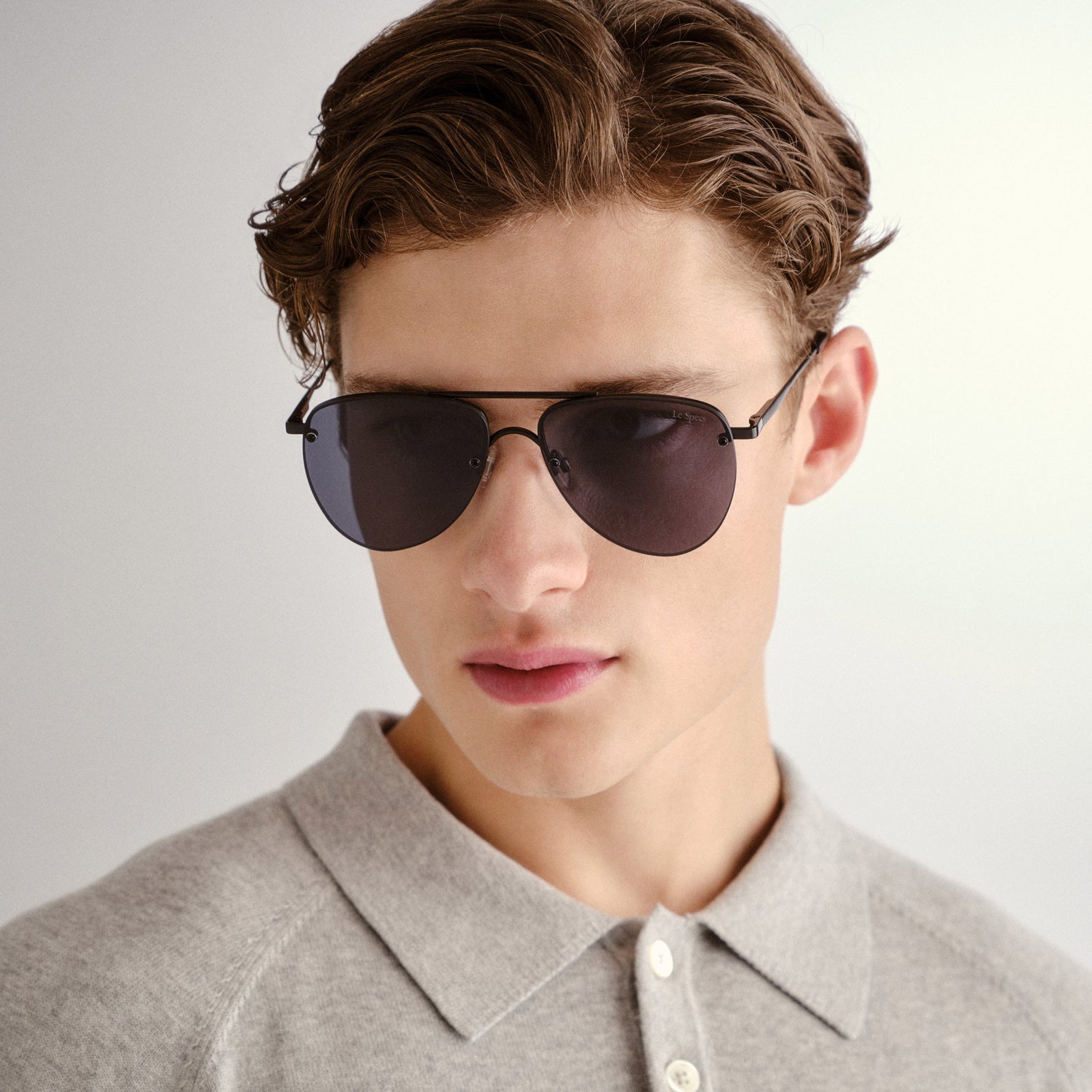 The Prince Matte Black Uni-Sex Aviator Sunglasses | Le Specs