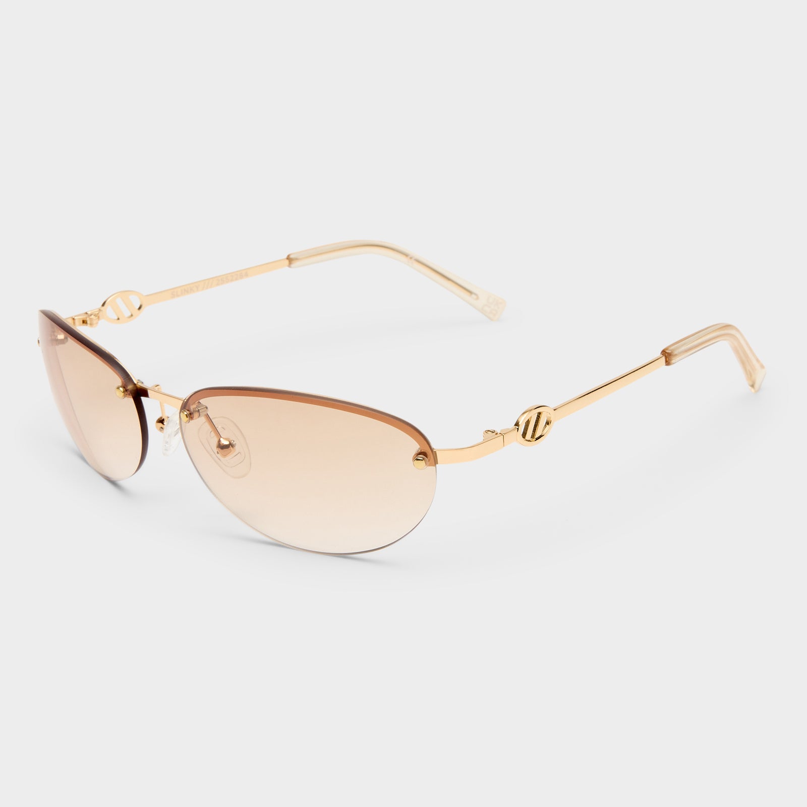Slinky Gold Female Oval Sunglasses | Le Specs