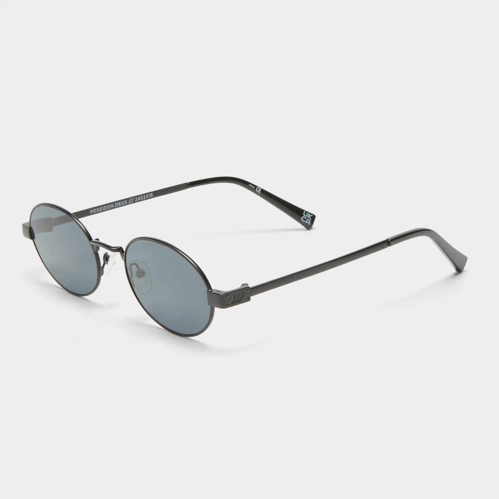Poseidon Deux Matte Black Uni-Sex Oval Sunglasses | Le Specs
