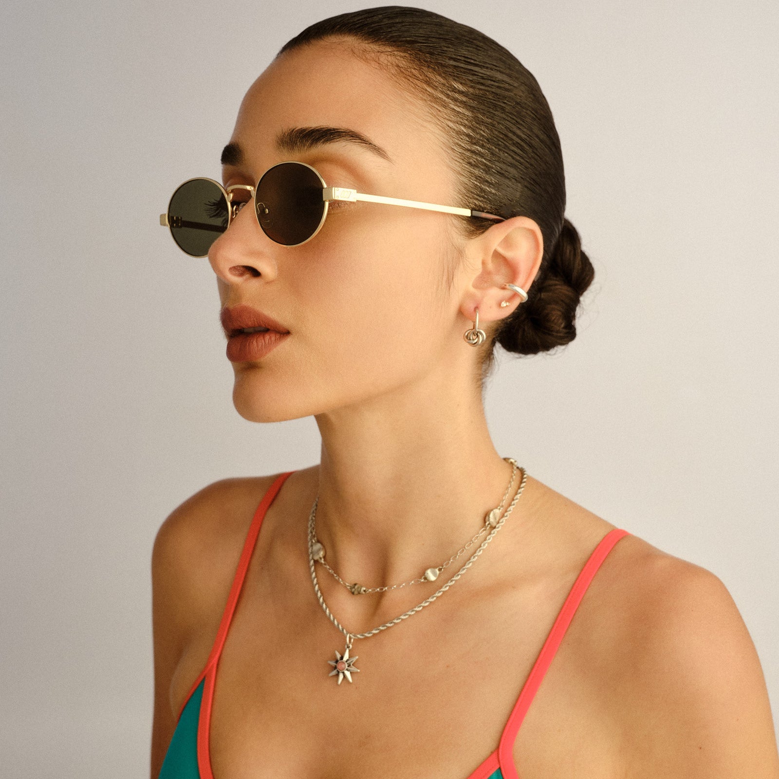 Poseidon Deux Gold Uni-Sex Oval Sunglasses | Le Specs