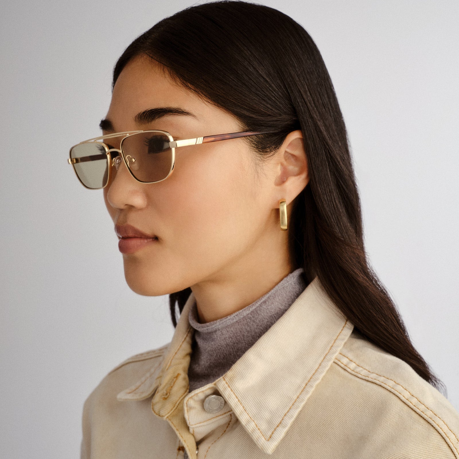 Le Mimi Gold Uni-Sex Aviator Sunglasses | Le Specs