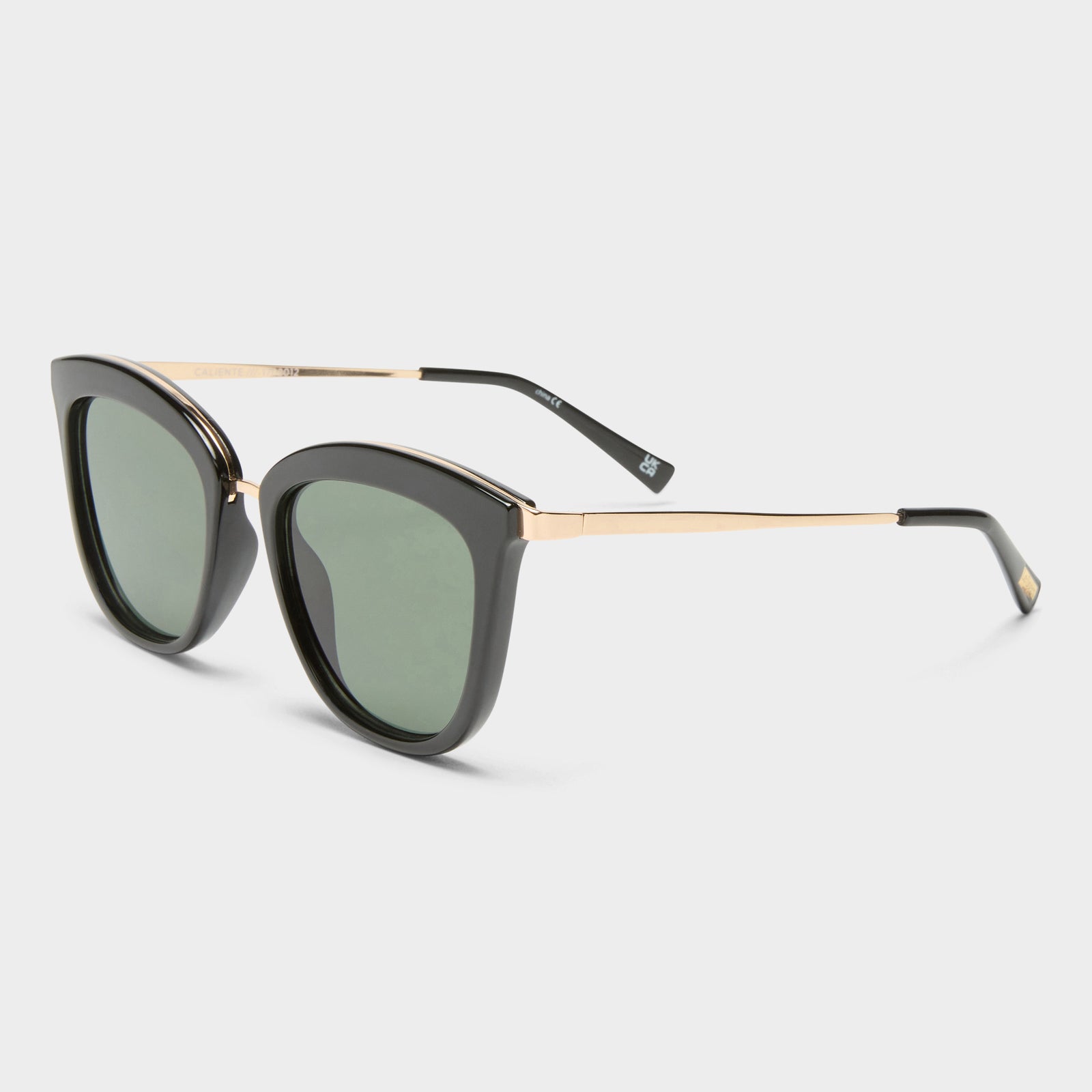 Caliente Black Gold Female Cat-Eye Sunglasses | Le Specs