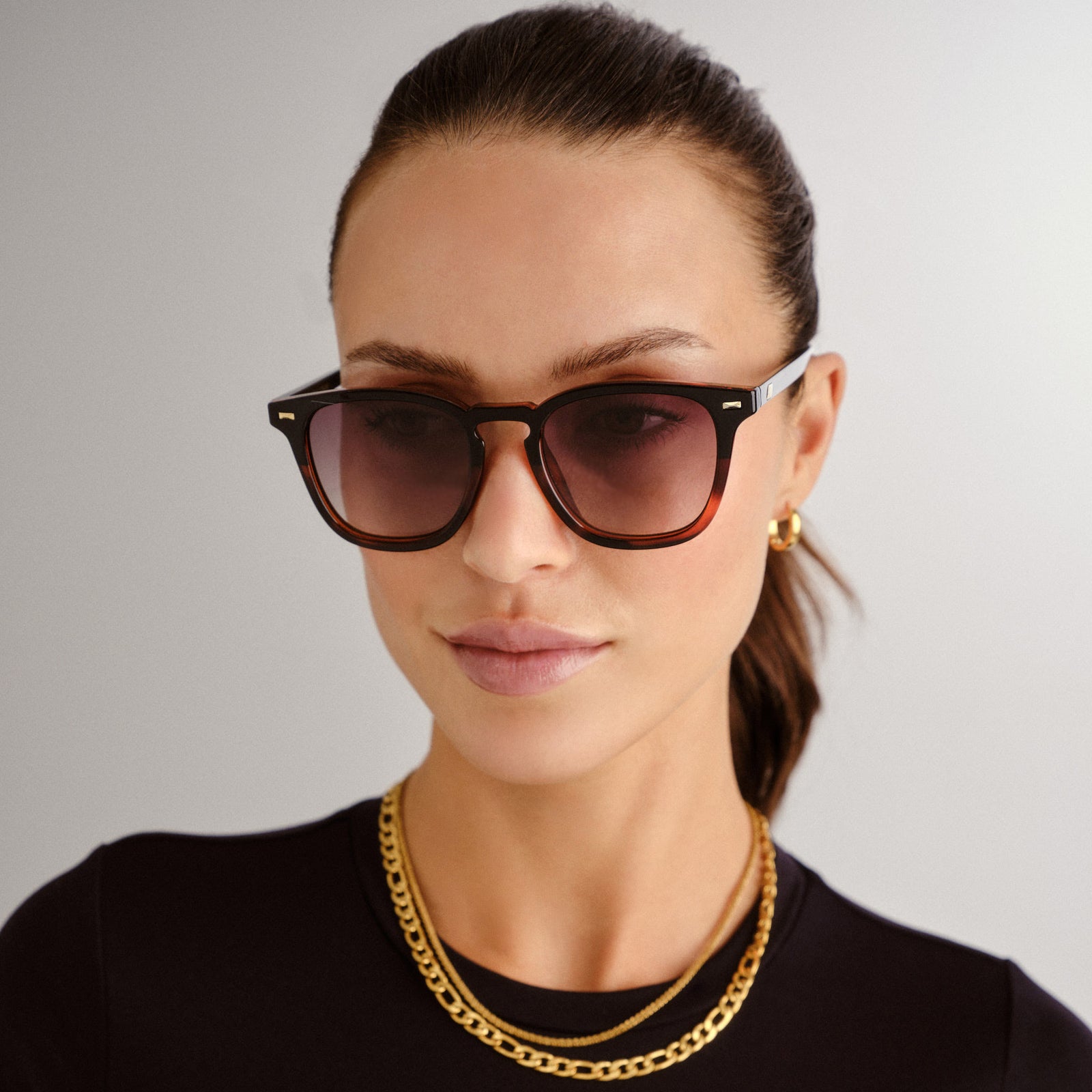 No Biggie Black Tort Uni-Sex Square Sunglasses | Le Specs
