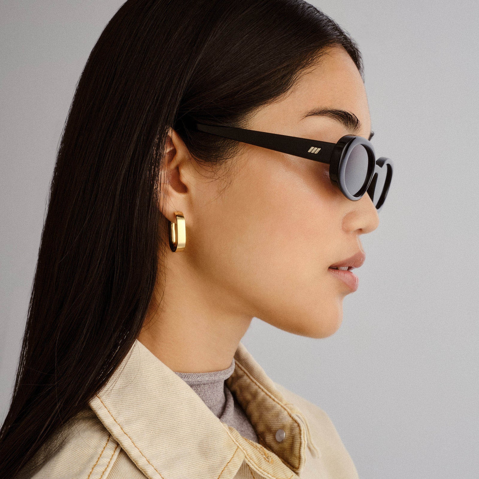 Outta Love + Black Uni-Sex Oval Sunglasses | Le Specs