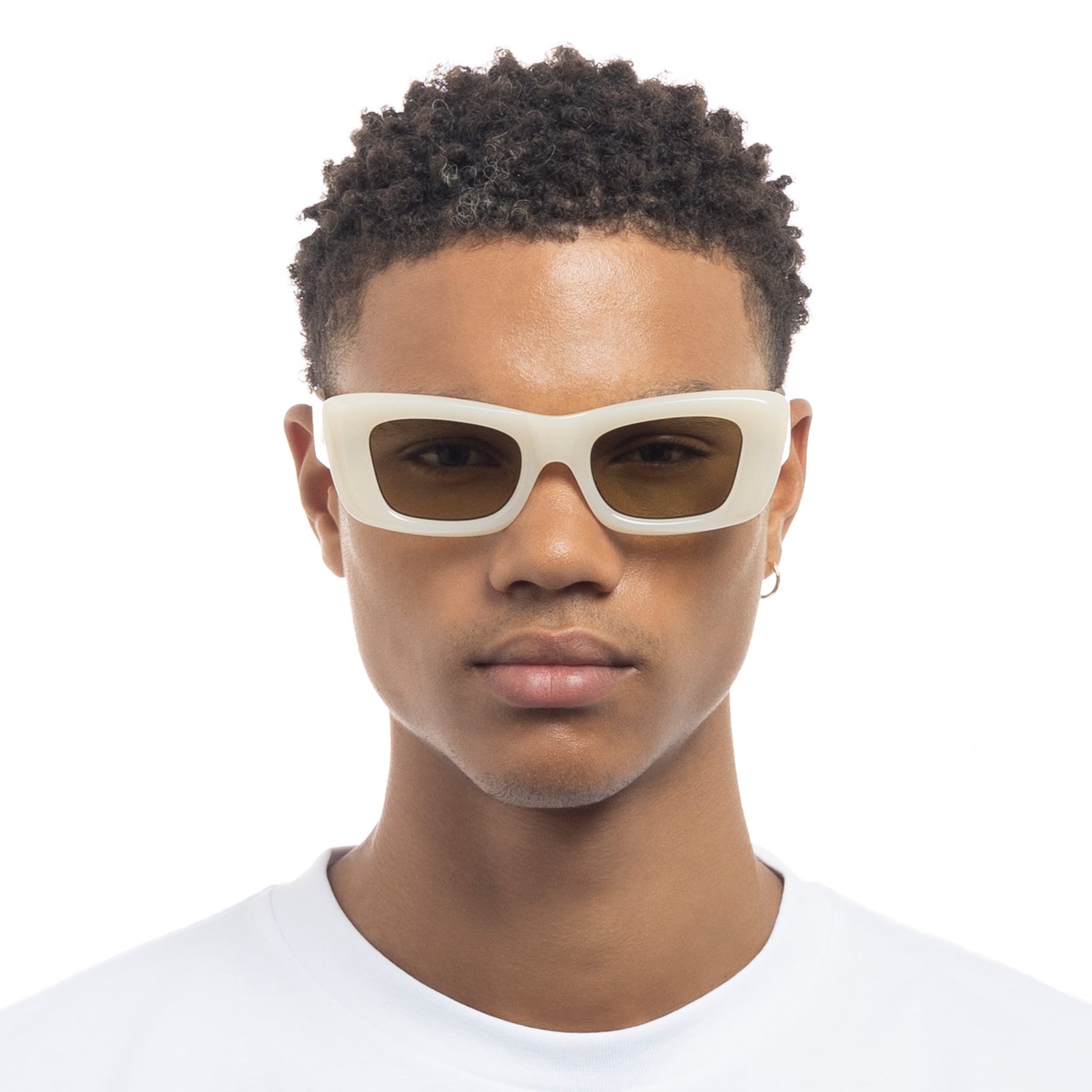 Dopamine Milky Almond Uni-Sex Rectangle Sunglasses | Le Specs