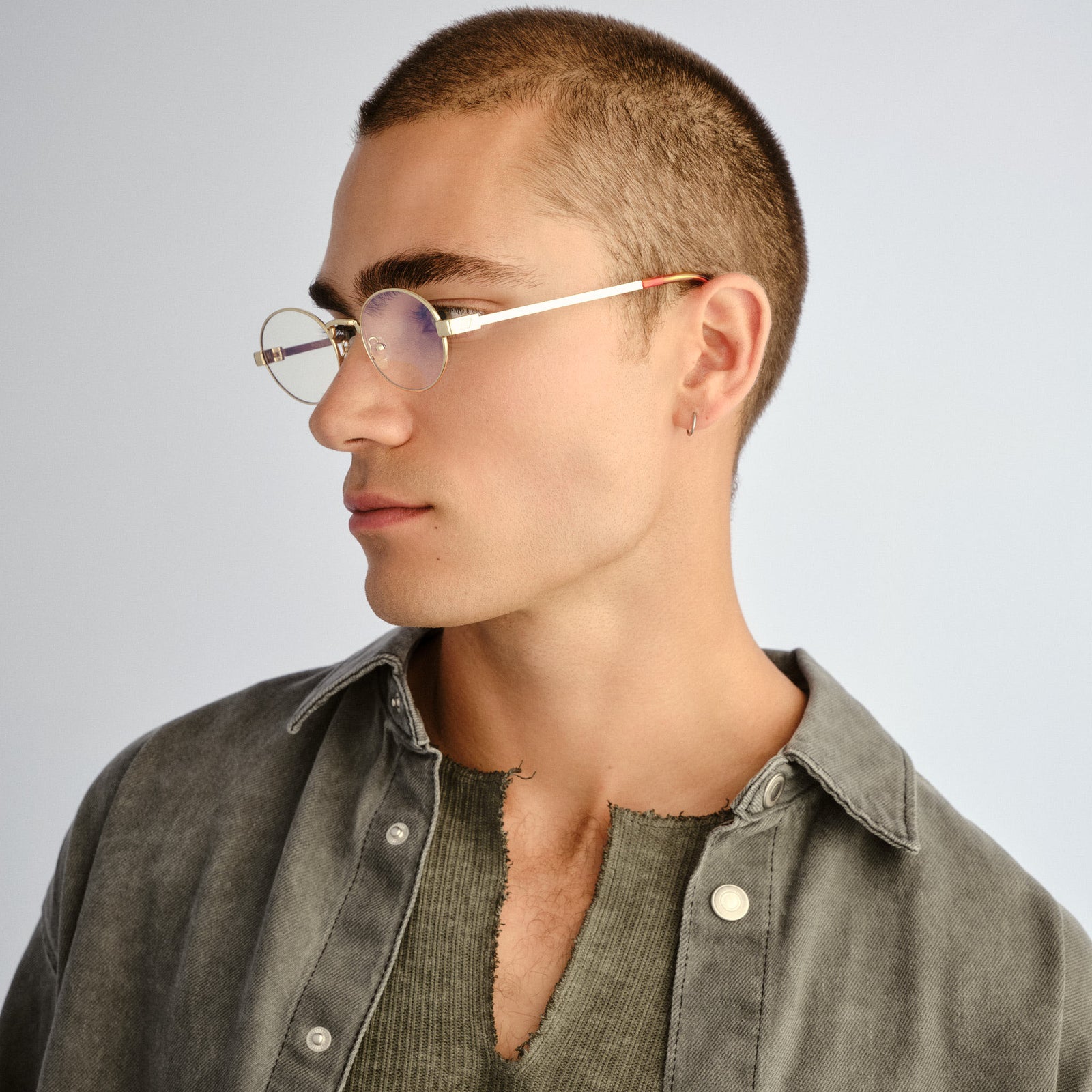 Poseidon Deux Gold Uni-Sex Oval Blue Light | Le Specs