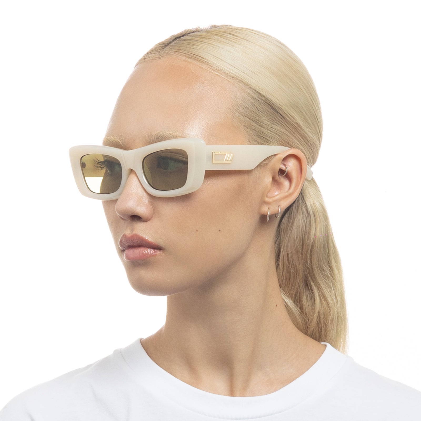 Dopamine Milky Almond Uni-Sex Rectangle Sunglasses | Le Specs
