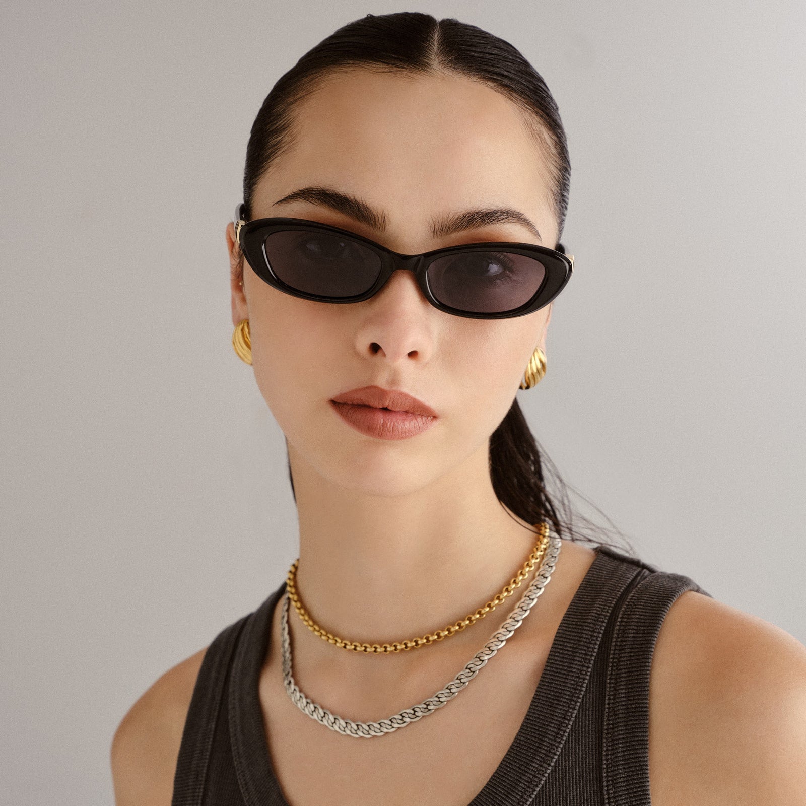 The Whisperer Black Female Cat-Eye Sunglasses | Le Specs