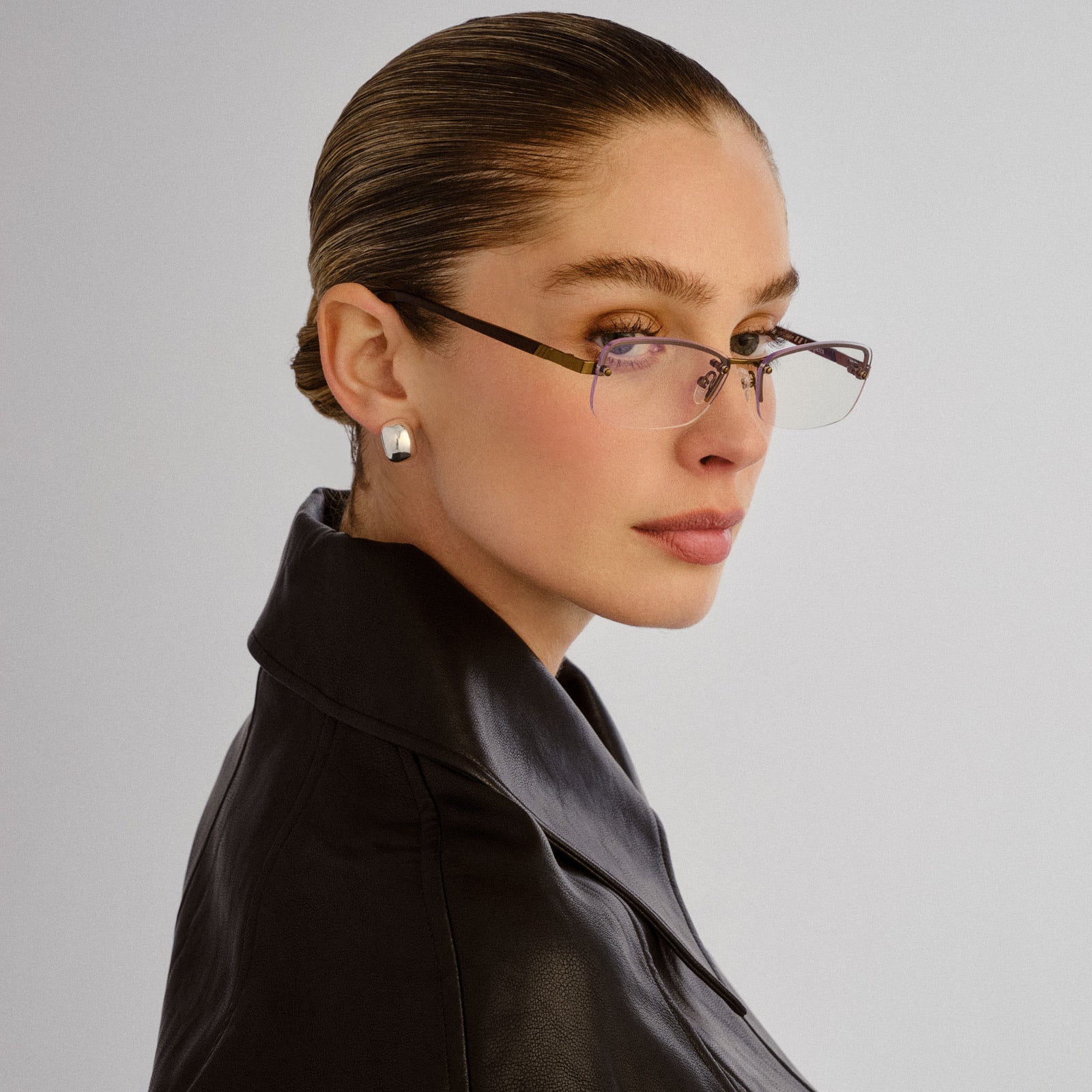 Enigmatic Dark Gold Female Rectangle Blue Light | Le Specs