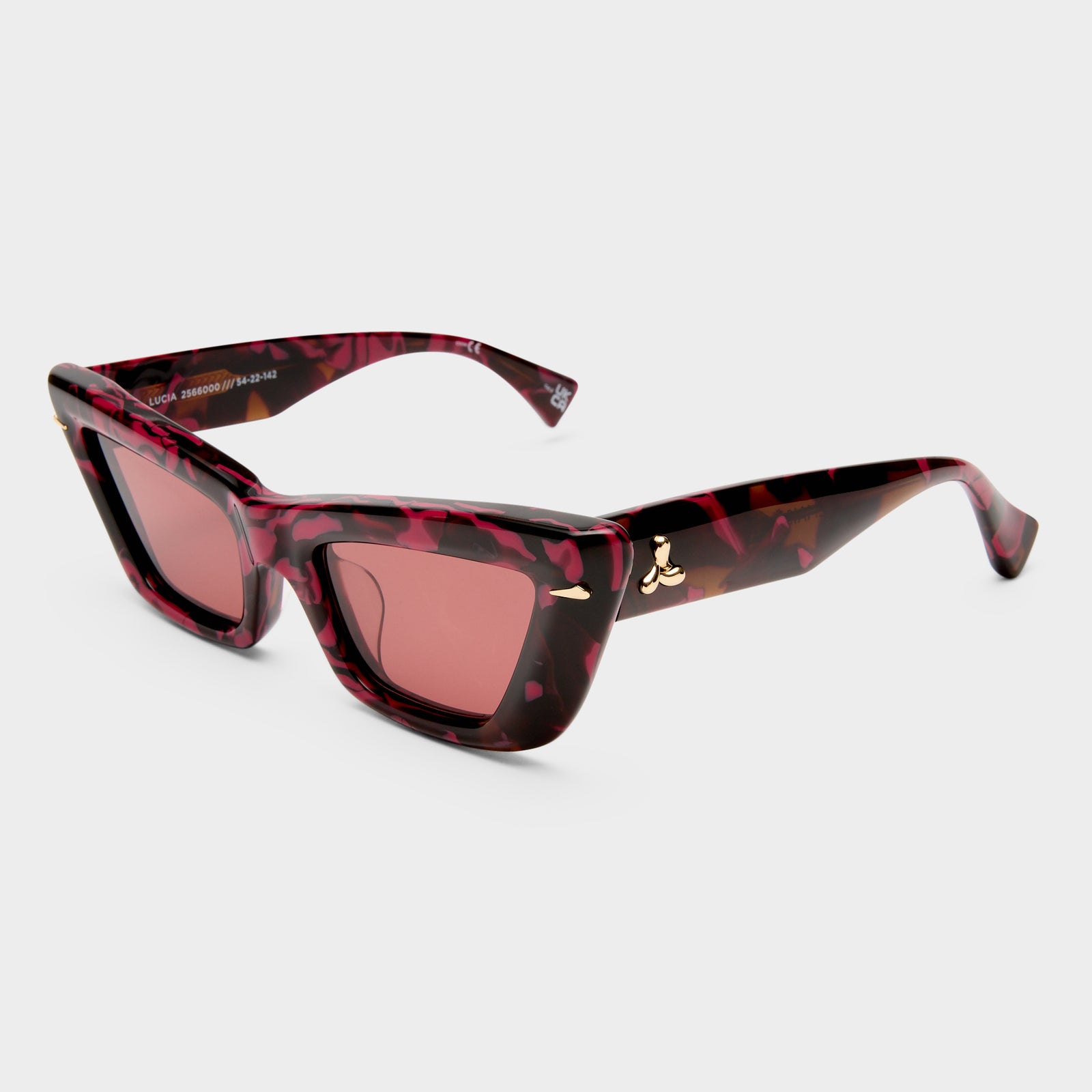 Lucia Burgundy Marble Female Cat-Eye Sunglasses | Le Specs