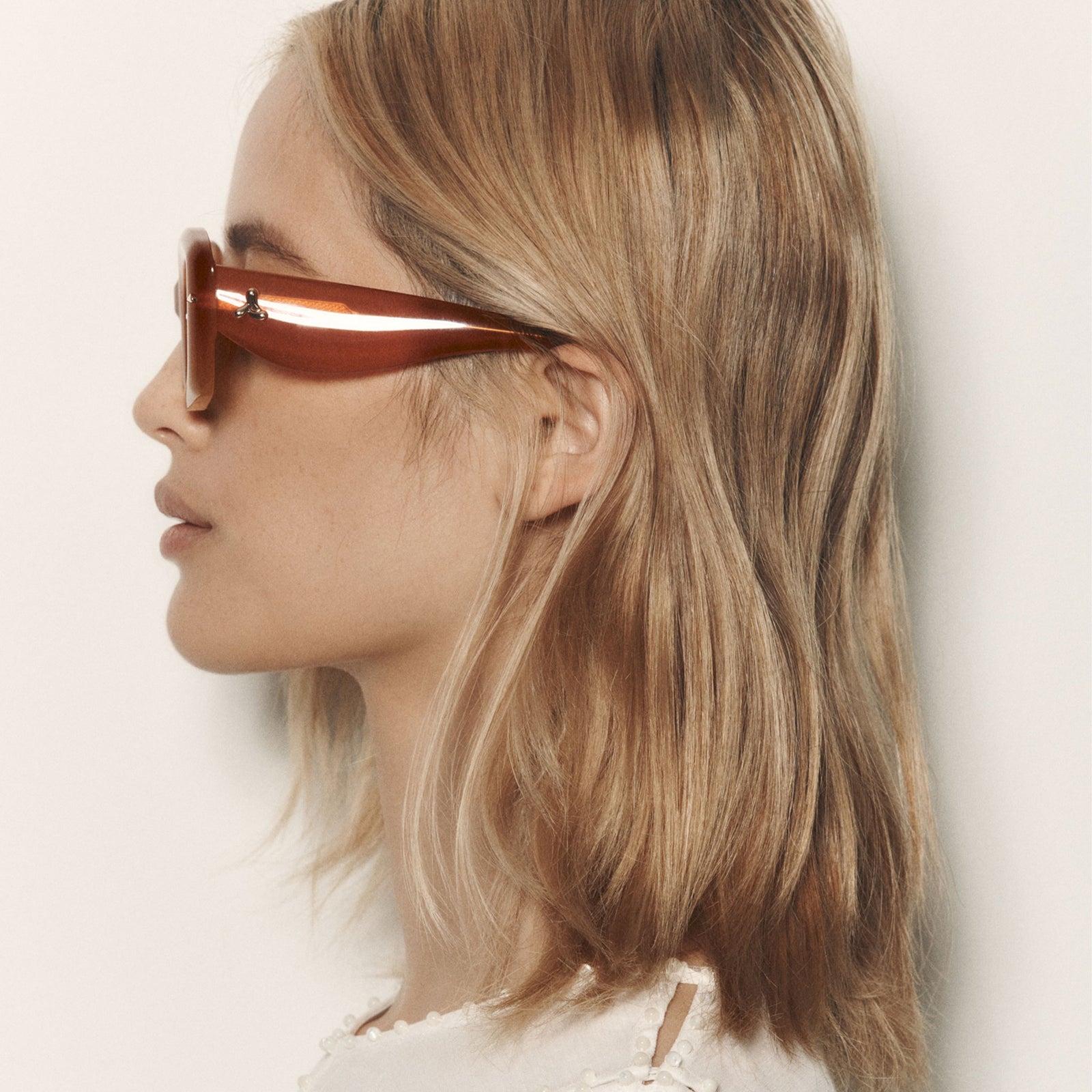 Celestina Amber Grad Female Square Sunglasses | Le Specs