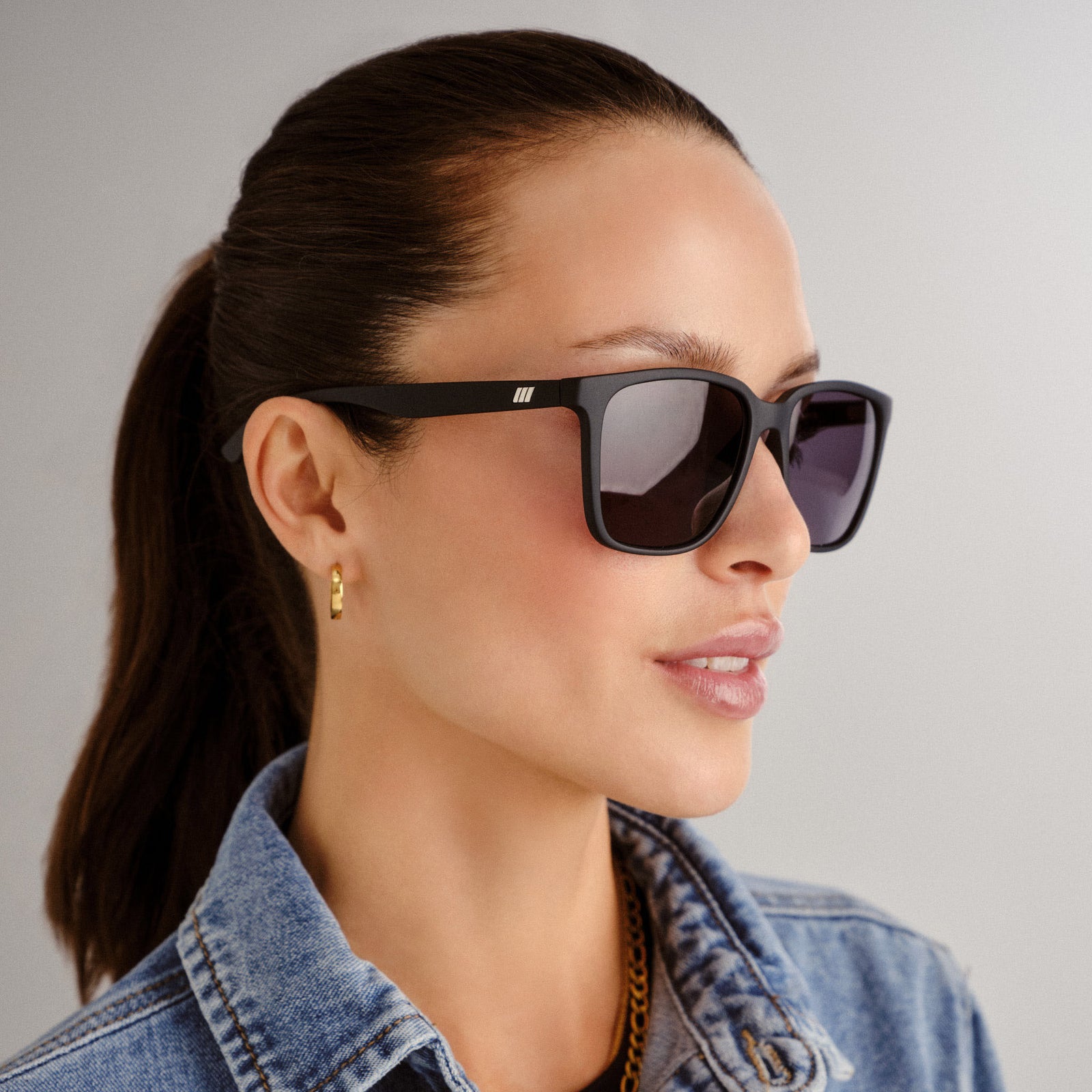 Fair Game Matte Black Uni-Sex D-Frame Sunglasses | Le Specs